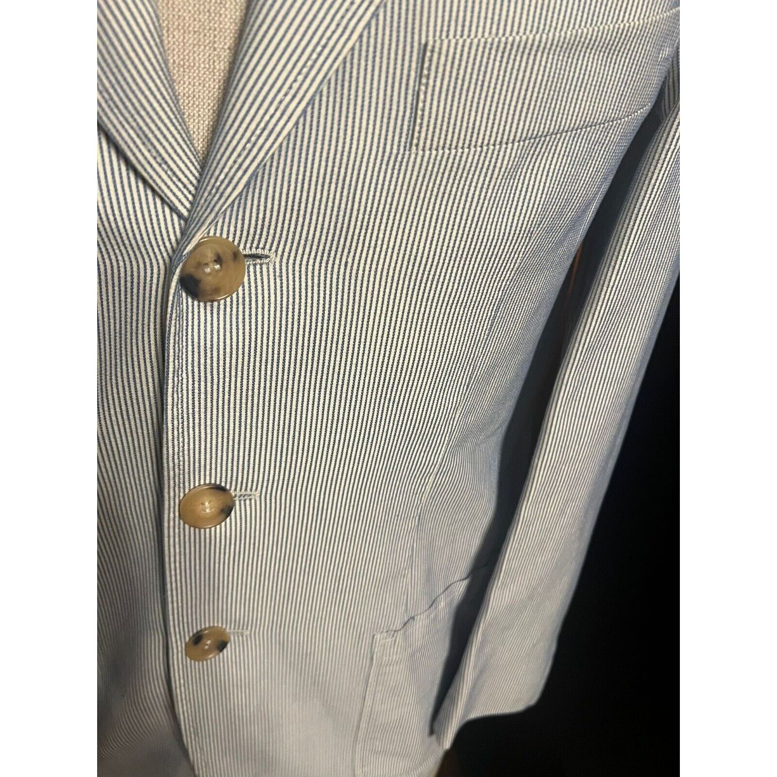 Luciano Barbera Luciano Barbera Blue And White Sport Coat 40R (Eu 50) Size 40R - 4 Thumbnail