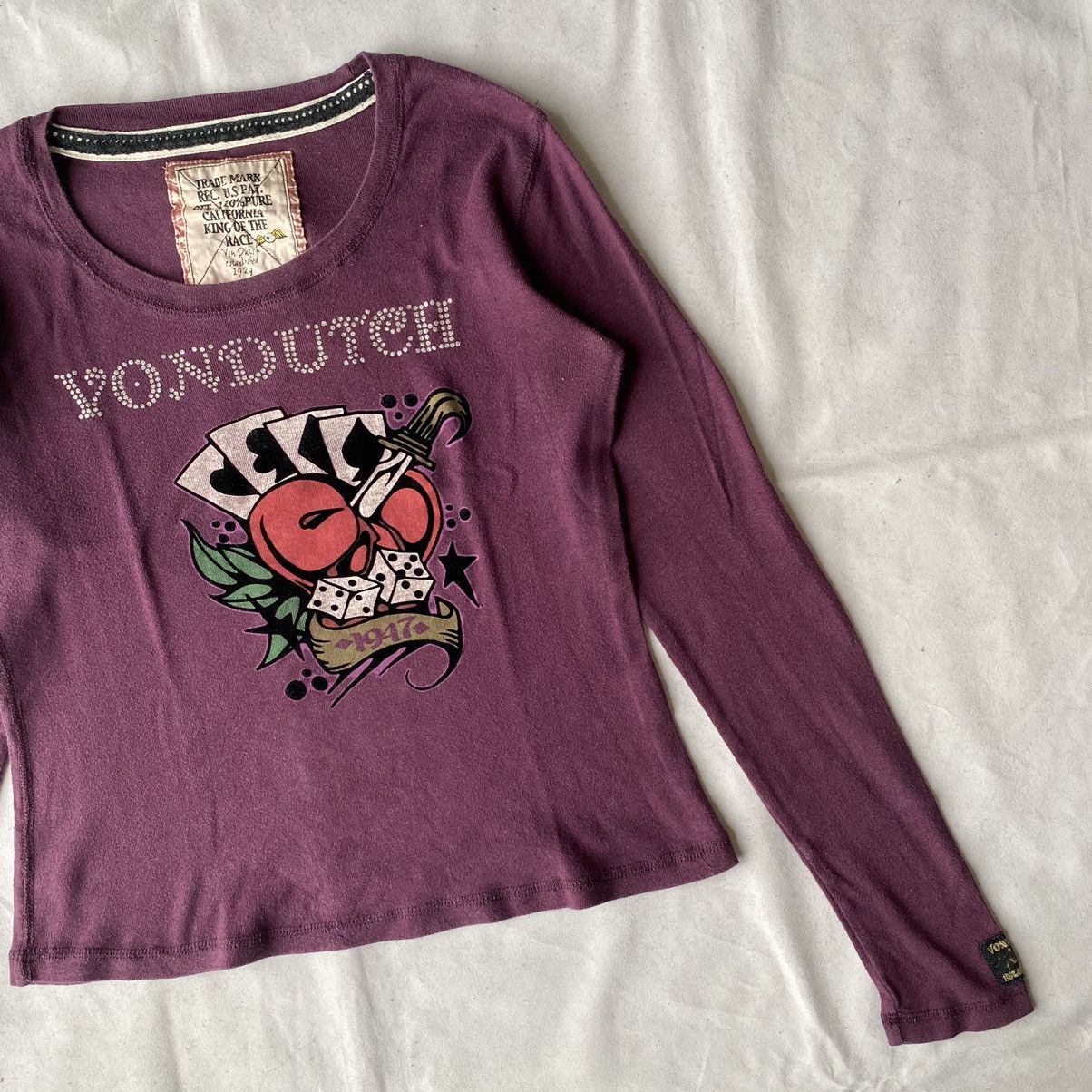 Japanese Brand × Vintage × Von Dutch Vintage Y2K Von Dutch Rhinestone Old School Tattoo Tees Size L / US 10 / IT 46 - 4 Thumbnail