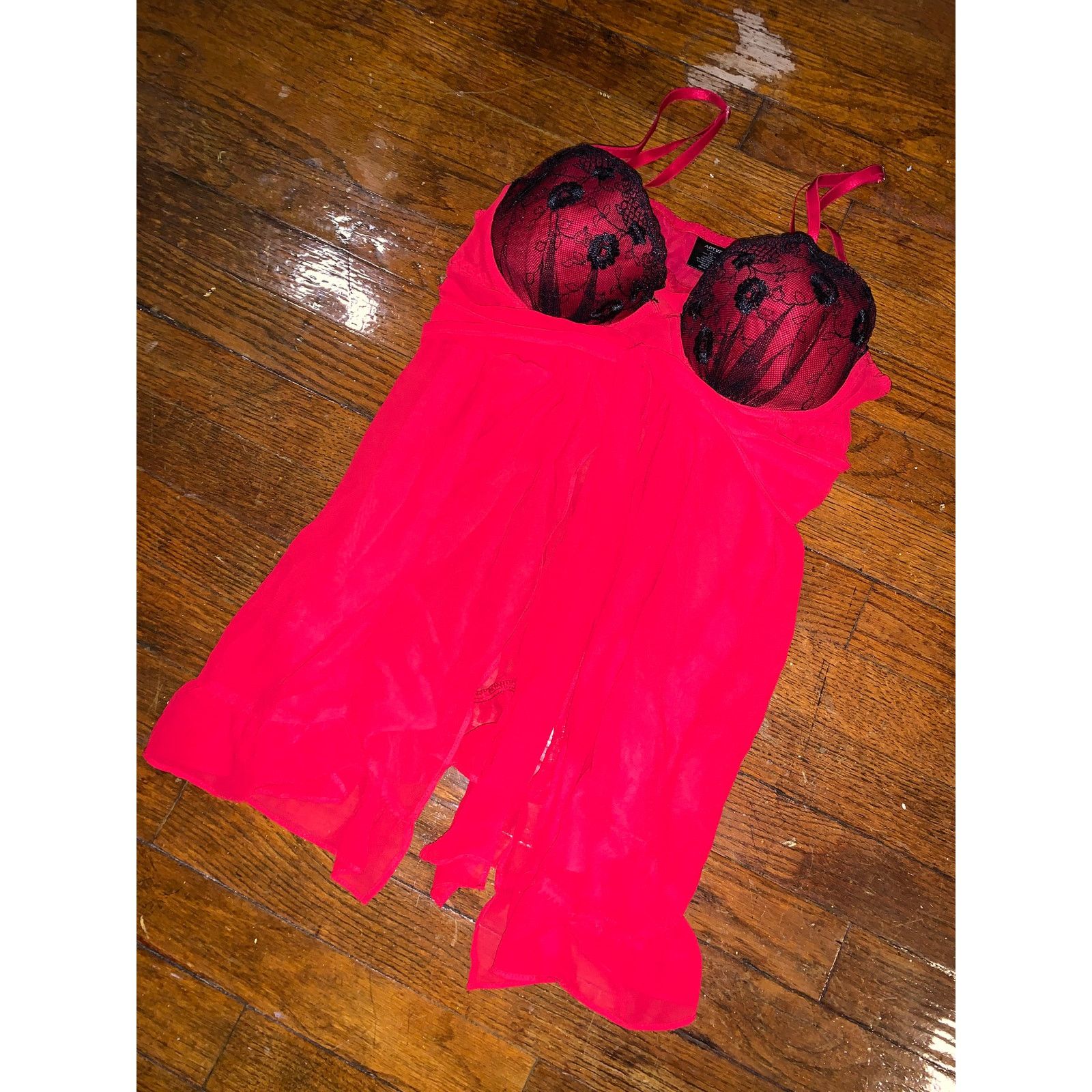 Apt. 9 Apt 9 Babydoll Lingerie Top Pink Black Lace XL Underwire Size XL / US 12-14 / IT 48-50 - 4 Thumbnail