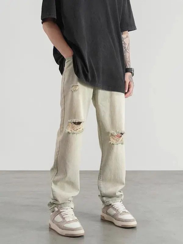 Japanese Brand VIBE Street washed distressed yellowed ripped jeans Size US 30 / EU 46 - 1 Thumbnail
