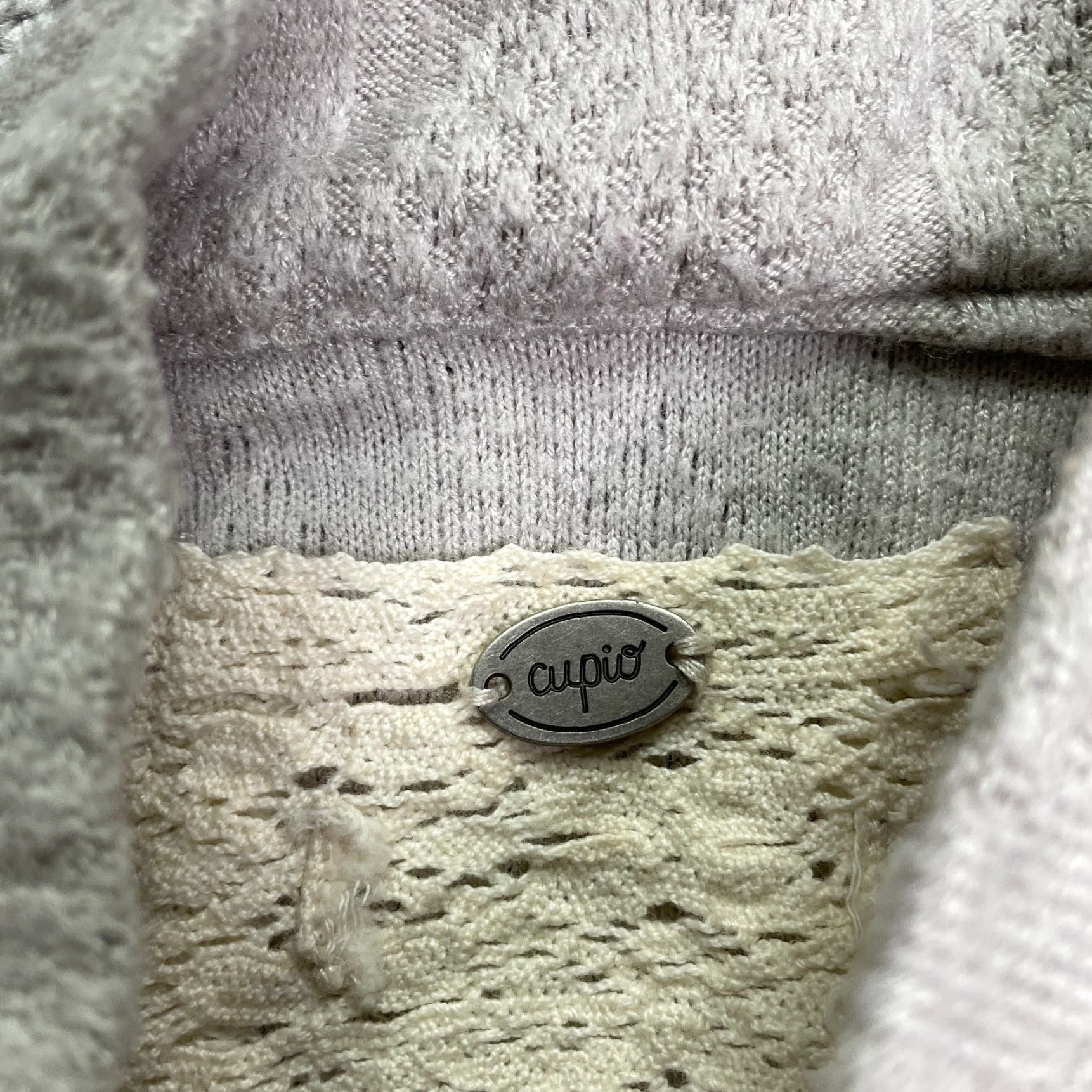Vintage Cupio Sweater Womens Medium Gray Waffle-Knit Raglan Long Sleeve Casual Pullover Size M / US 6-8 / IT 42-44 - 4 Thumbnail