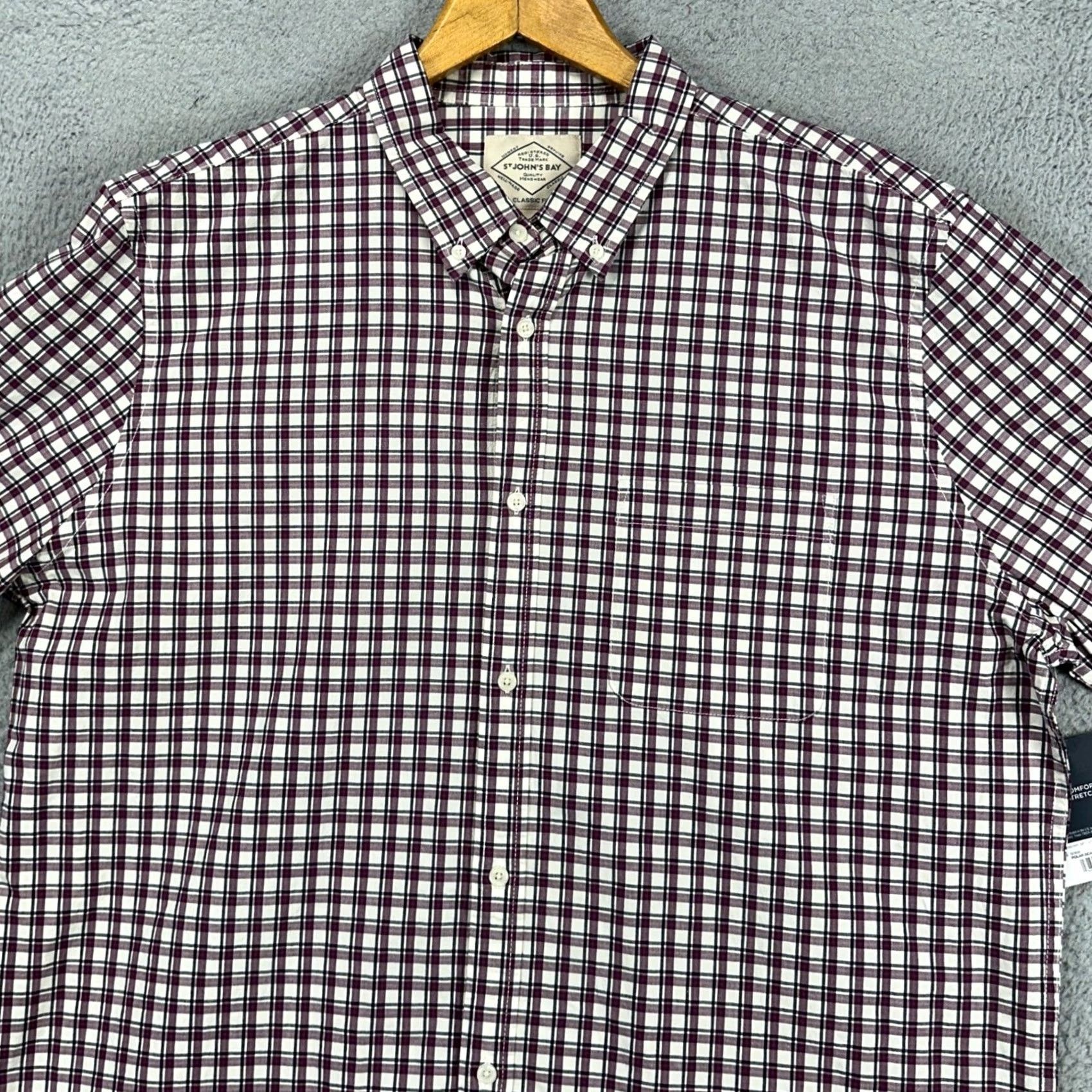 Vintage VINTAGE St. John's Bay Mens Button-Down Shirt XLT Tall Purple White Plaid Classic Fit NEW Size US XL / EU 56 / 4 - 2 Thumbnail