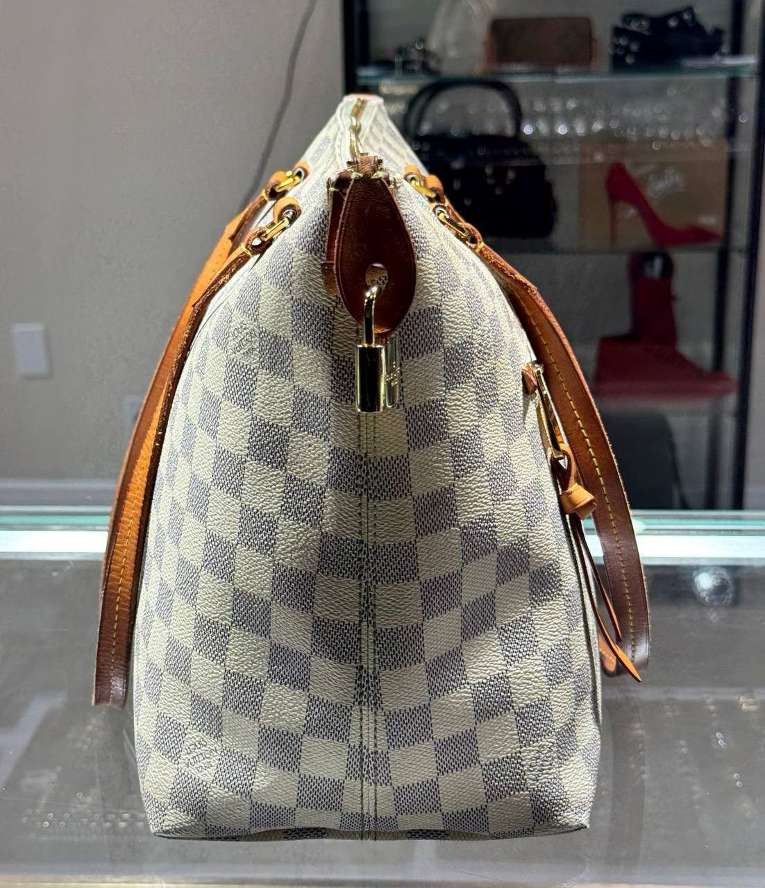 Louis Vuitton AUTH LOUIS VUITTON Iena MM Damier Azu Tote Bag Box Dust Azur Size ONE SIZE - 3 Thumbnail