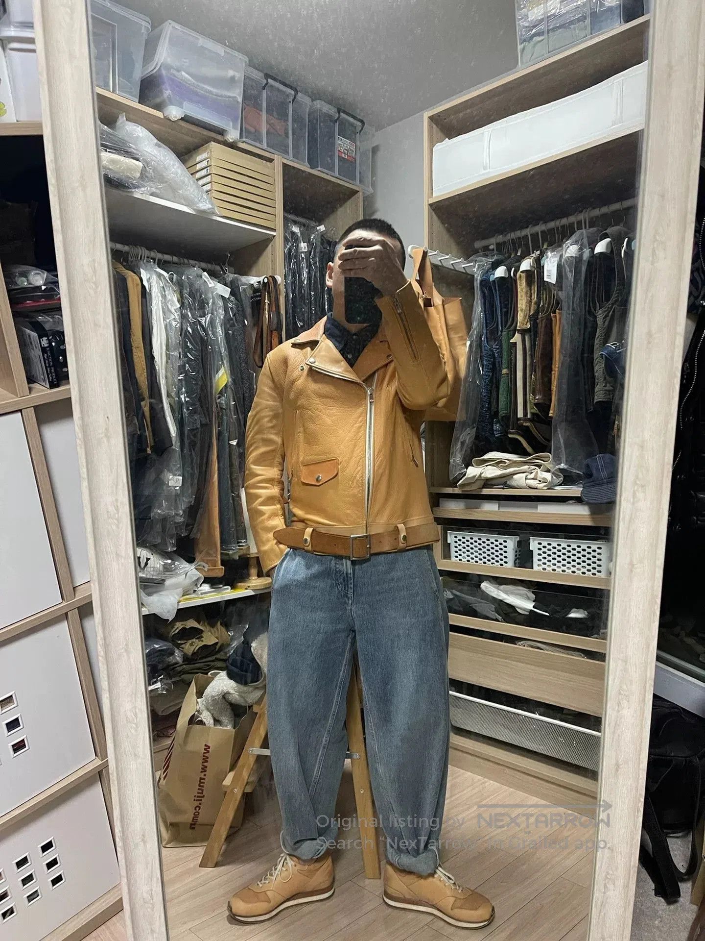 Hender Scheme hender scheme leather motorcycle jacket in beige. Size US M / EU 48-50 / 2 - 6 Thumbnail