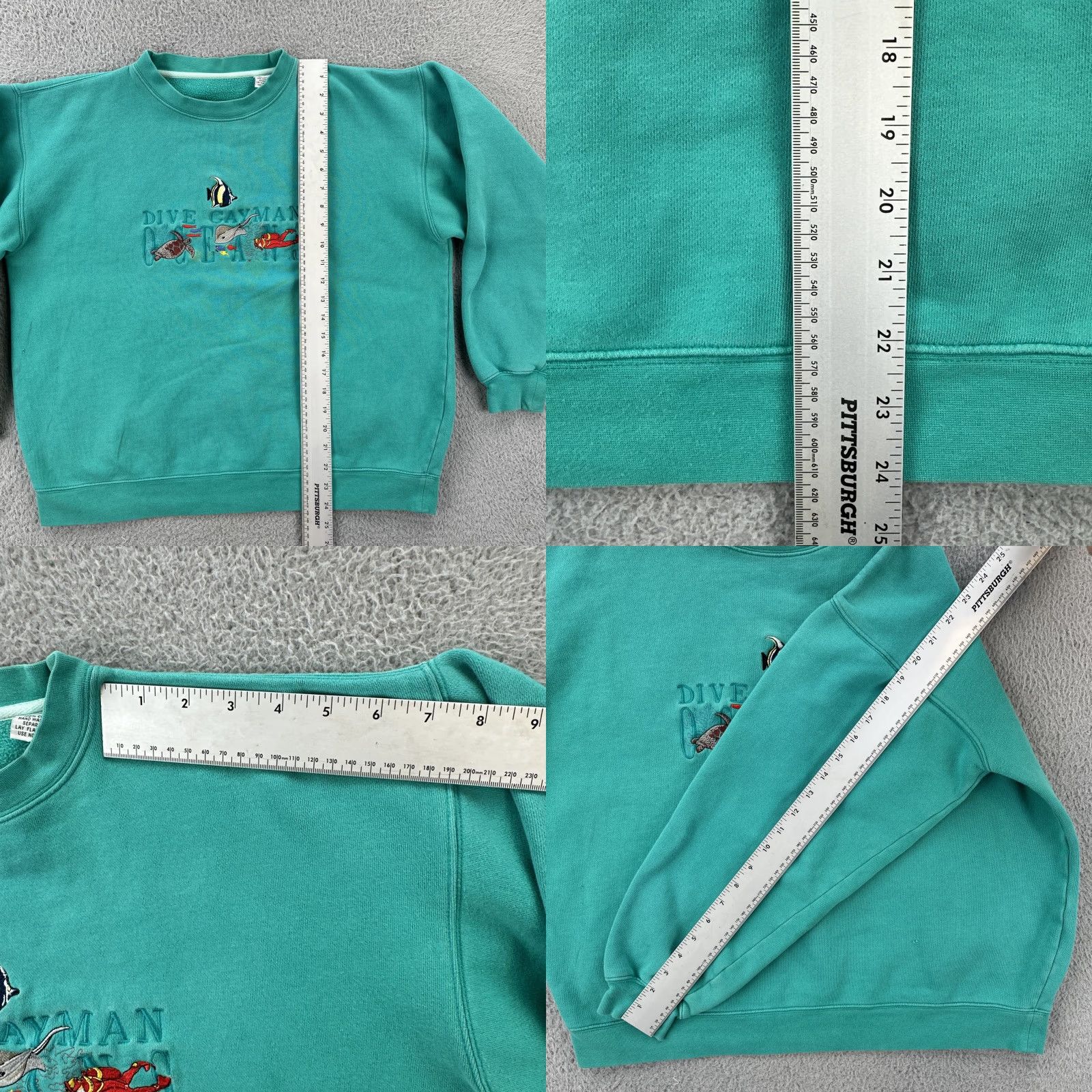Vintage VINTAGE Men Large Green Crew Neck Sweatshirt Embroidered 90s Cayman Oceans Dive Size US L / EU 52-54 / 3 - 9 Thumbnail