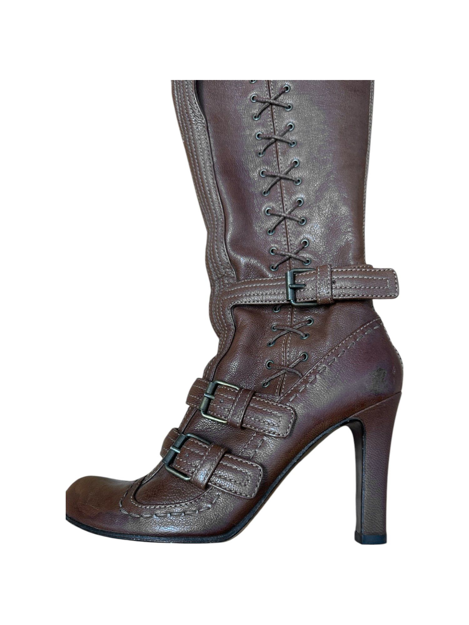 Alexander McQueen F/W 2006 Lace Up Brown Leather Boots Size US 7.5 / IT 37.5 - 5 Thumbnail