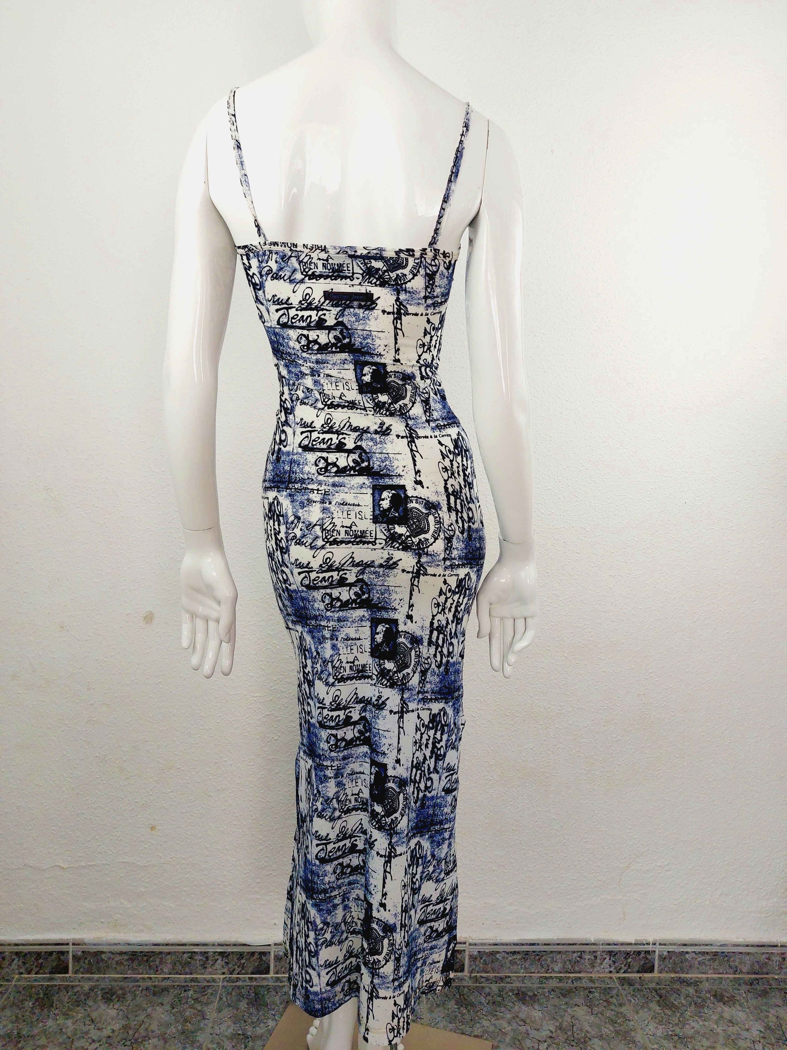 Jean Paul Gaultier Jean Paul Gaultier Stamp Letter Postcard Blue Maxi dress Size M / US 6-8 / IT 42-44 - 9 Thumbnail