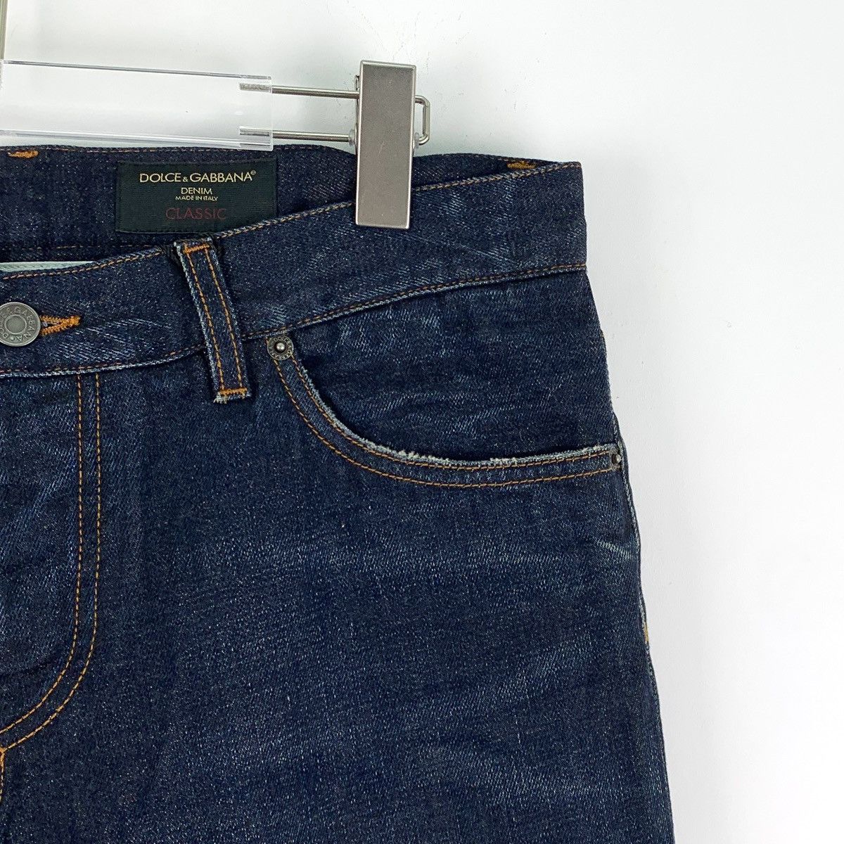 Dolce & Gabbana Dolce Gabbana Dark Blue Crown Beaded Denim Pants K26WX Size US 36 / EU 52 - 3 Thumbnail