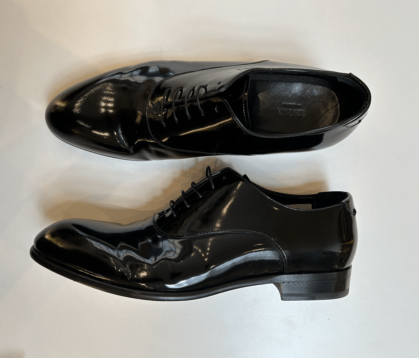 Ermenegildo Zegna Zegna Black Patent Leather Vienna Oxford Shoes Size US 11 / EU 44 - 2 Thumbnail