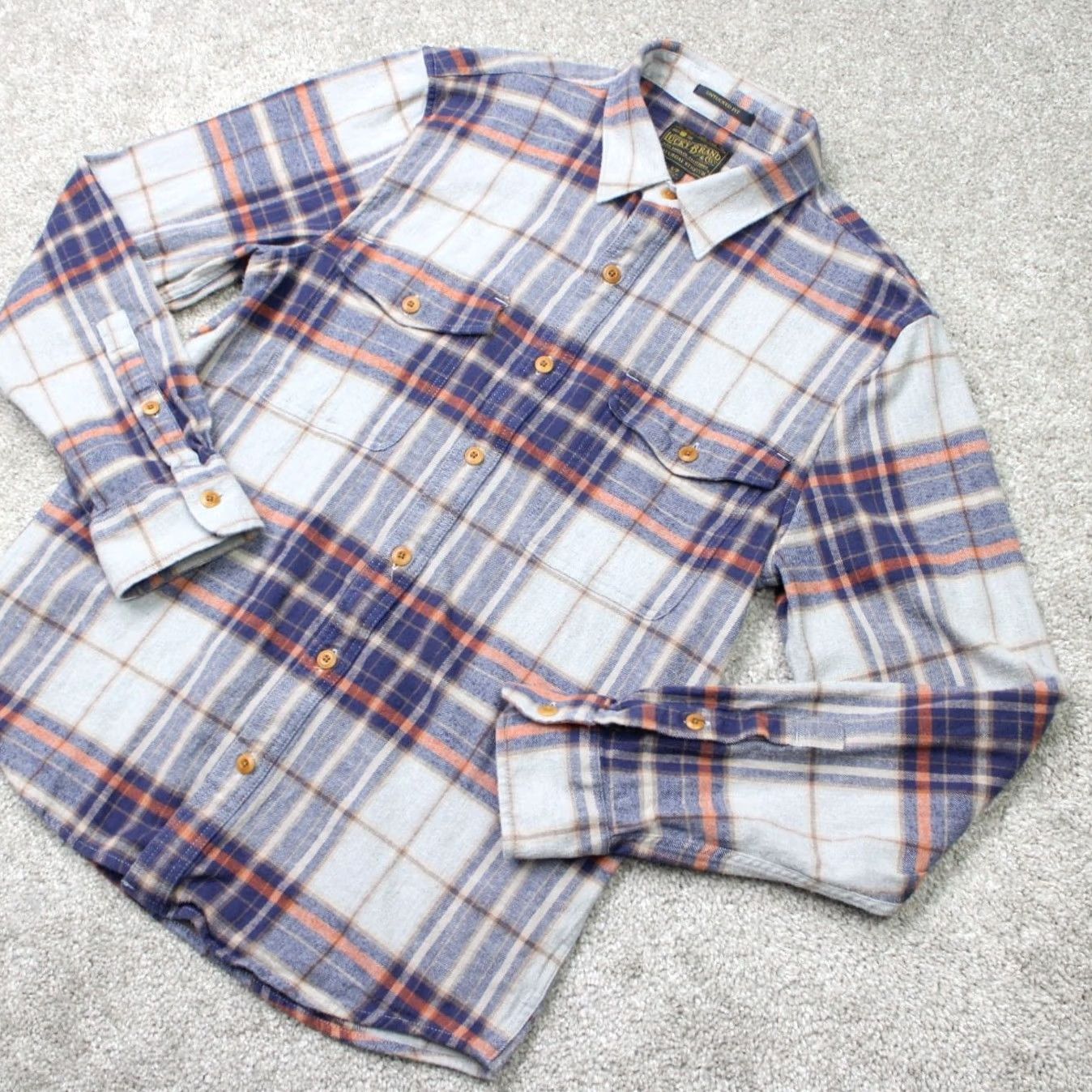 Lucky Brand Lucky Brand Shirt Men Small Blue Plaid Slim Fit Long Sleeve Button-Up Untucked Western Style Size US S / EU 44-46 / 1 - 3 Thumbnail