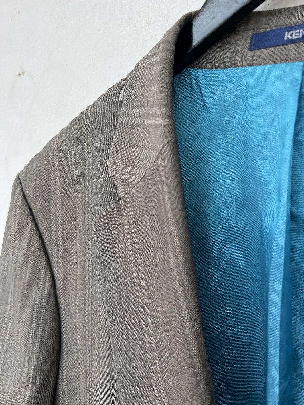 Kenzo Kenzo Homme Vintage Grey Striped Wool-Silk Blazer XL Size 46R - 4 Thumbnail