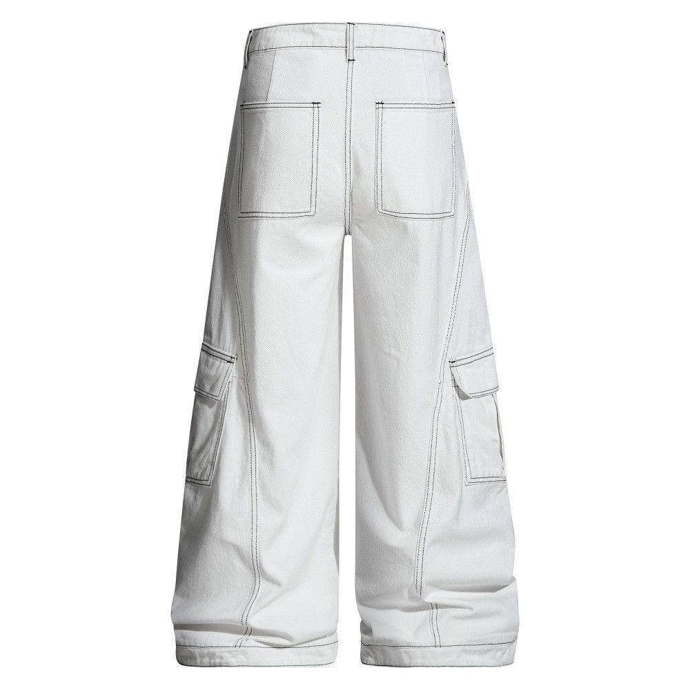 Jean Men's multi-pocket straight-leg loose-fitting cargo jeans Size US 32 / EU 48 - 2 Thumbnail
