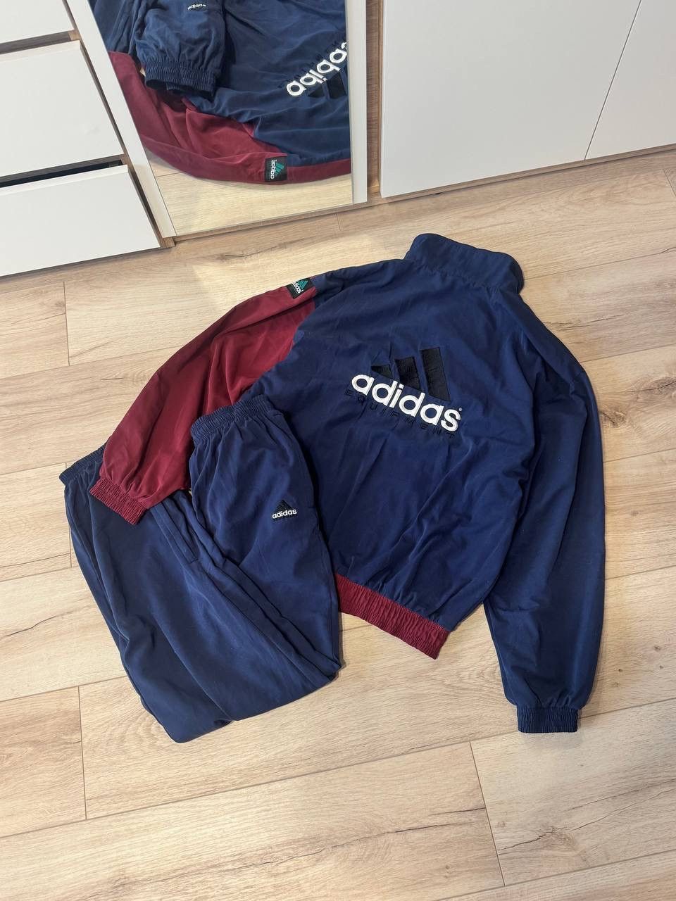 Adidas Retro Adidas Navy Blue Burgundy Tracksuit Jacket Pants Set Size US M / EU 48-50 / 2 - 1 Thumbnail