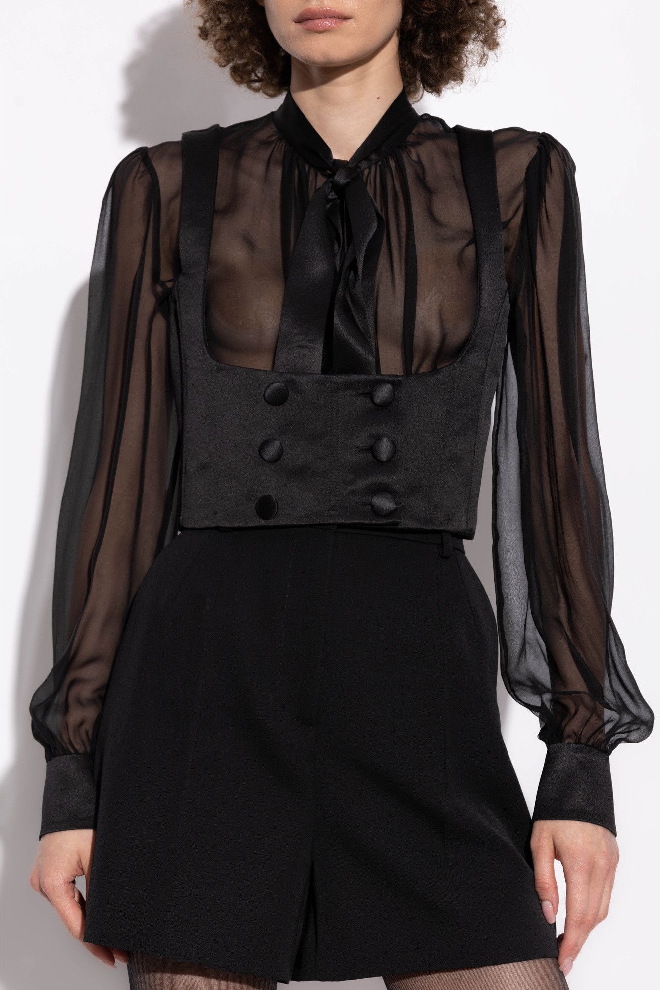 Dolce & Gabbana o1s22i1n0225 Silk Tuxedo Vest in Black Size S / US 4 / IT 40 - 3 Thumbnail
