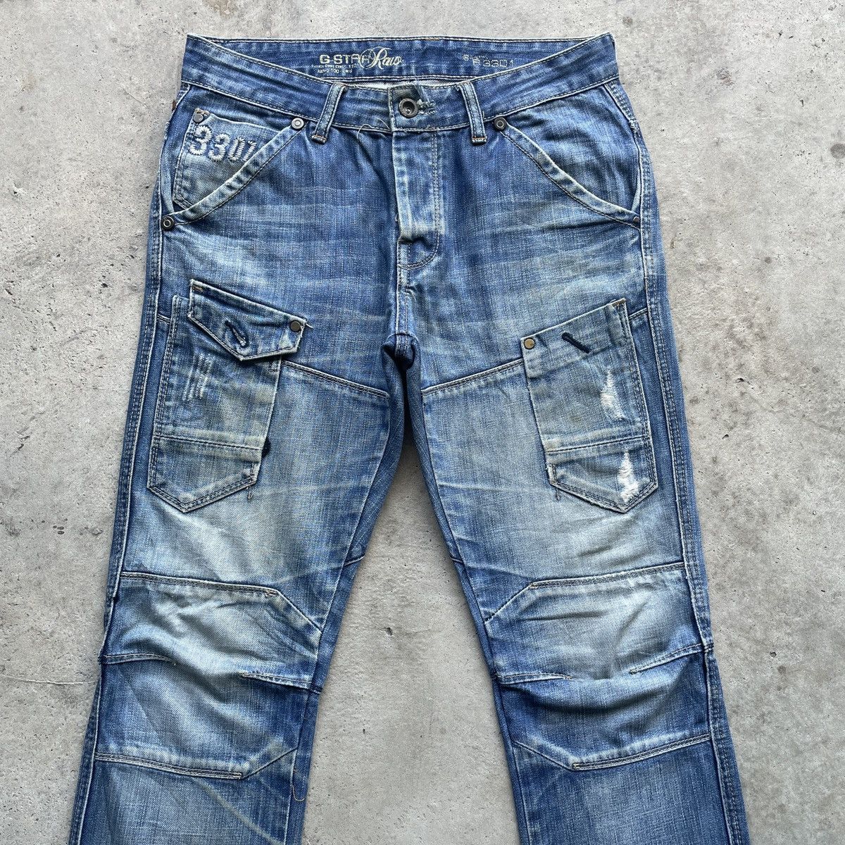 G-Star Rare🔥Vintage G-Star Raw Double Knee Denim Jeans Pants Faded Size US 32 / EU 48 - 4 Thumbnail