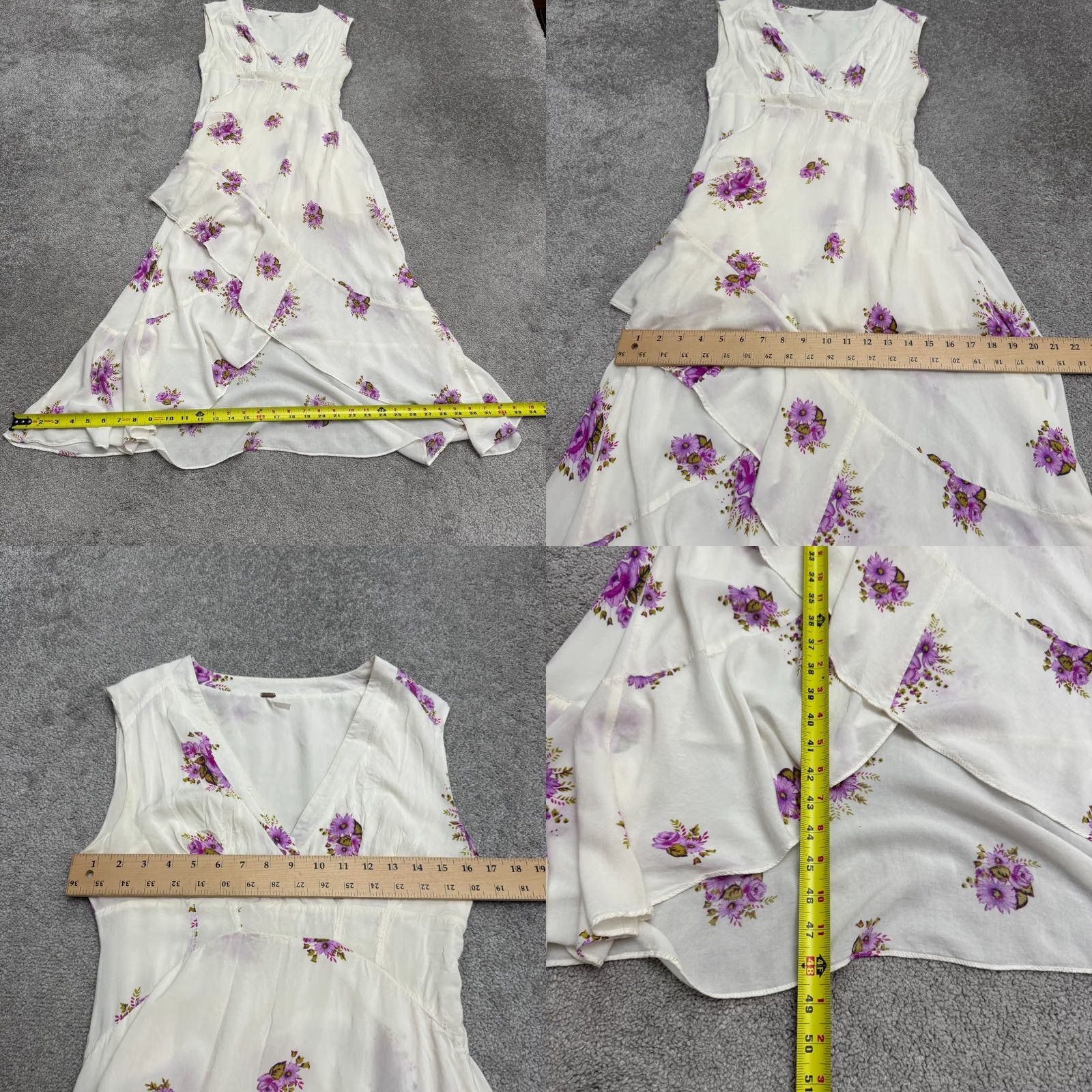 Free People Free People Sundress Women Hi-Low Ruffle Sun Dress White Purple Boho Floral Sleeveless V-Neck 4 Regular Size S / US 4 / IT 40 - 9 Thumbnail