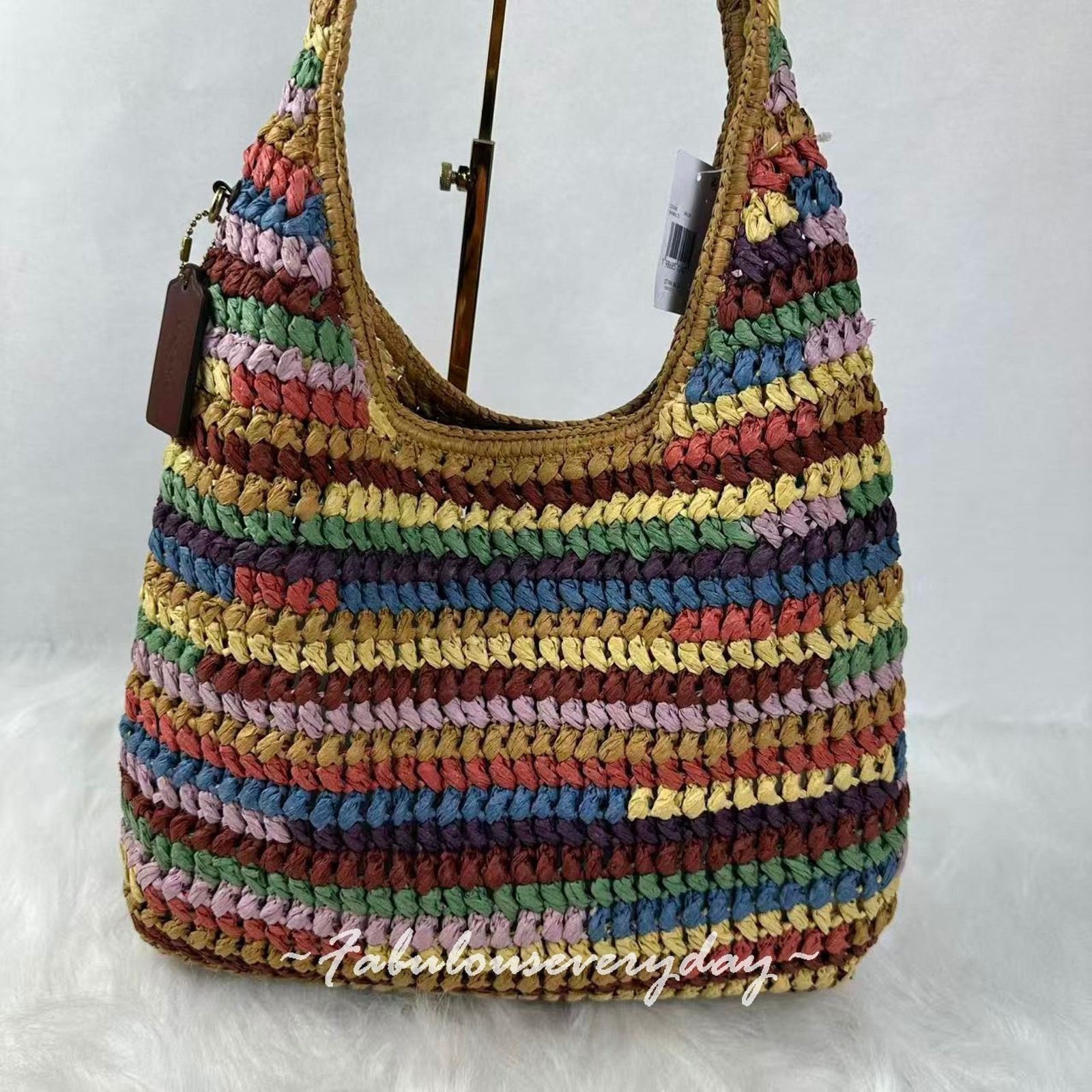 Coach COACH Brooklyn Shoulder Bag 34 In Straw/Brass/Multi CDZ40 Size ONE SIZE - 6 Thumbnail