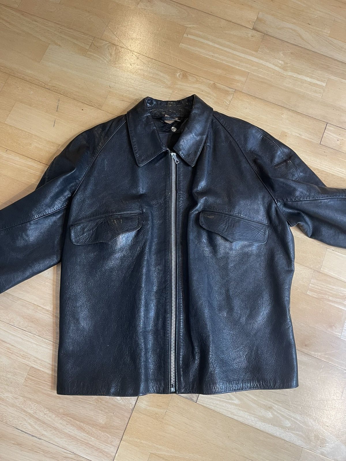Other Rare Vintage 1970's Italien Military Leather Tank Jacket (L) Size US L / EU 52-54 / 3 - 9 Thumbnail