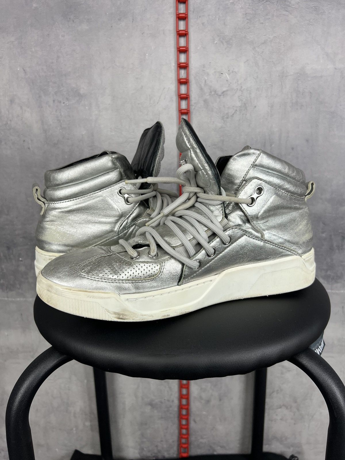 Dolce & Gabbana Dolce & Gabbana Silver Leather High Top Sneakers Size 8,5 Size US 8.5 / EU 41-42 - 13 Thumbnail
