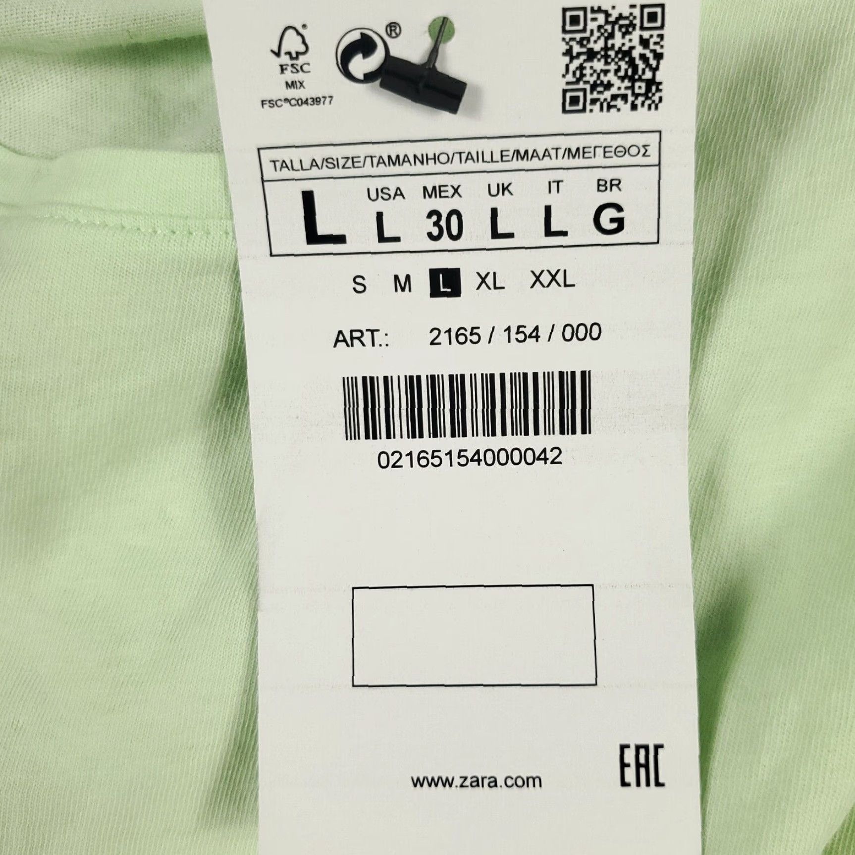 Zara Zara T Shirt Green Large Womens Short Sleeve Cotton Crew Neck Casual Size L / US 10 / IT 46 - 6 Thumbnail