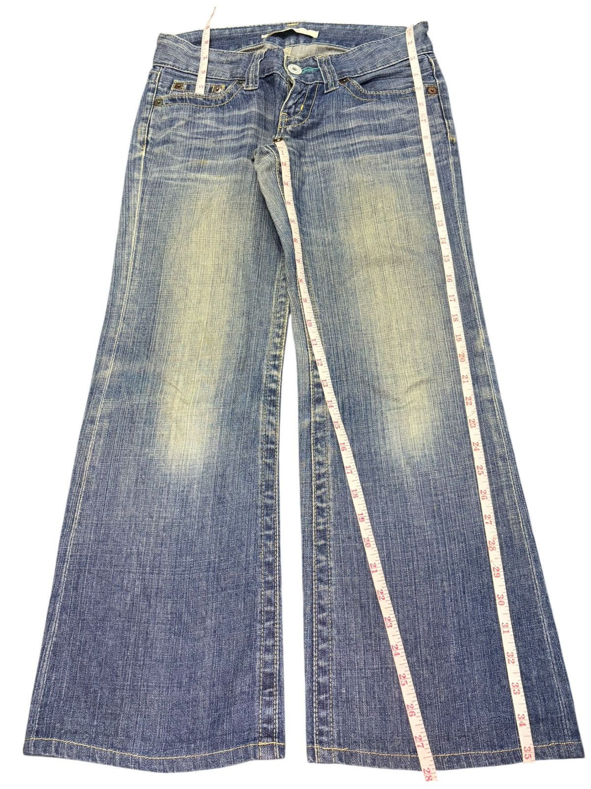 Uniqlo Vintage Uniqlo Mud Wash Distress Low Rise Flare Jeans Size 29" - 7 Thumbnail