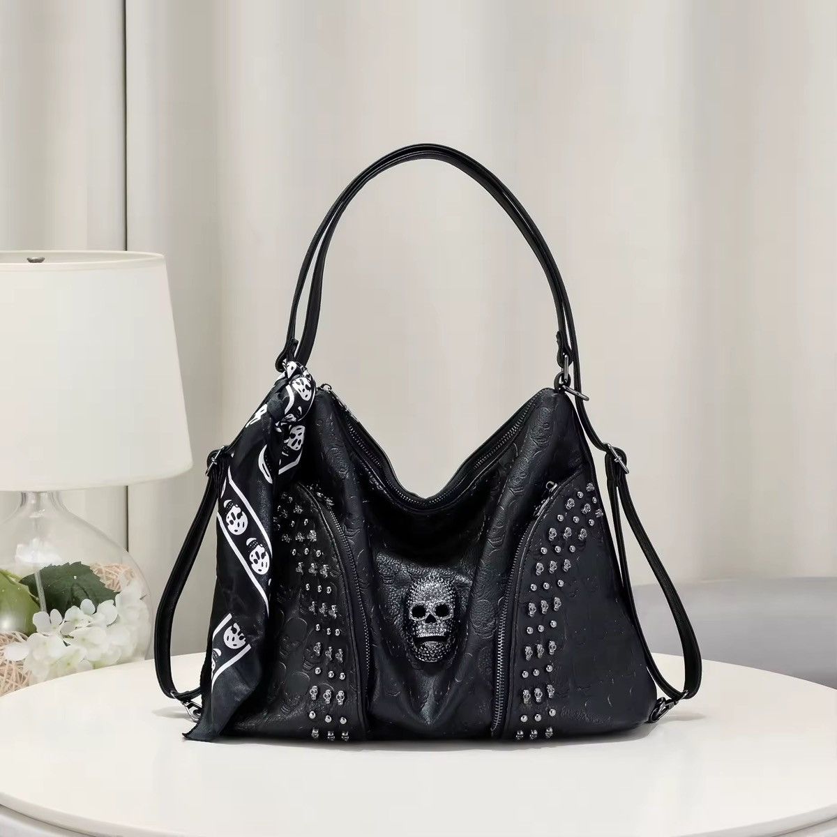 Other Gothic Punk Style Skeleton PU Leather Rivet Shoulder Bag Size ONE SIZE - 1 Thumbnail