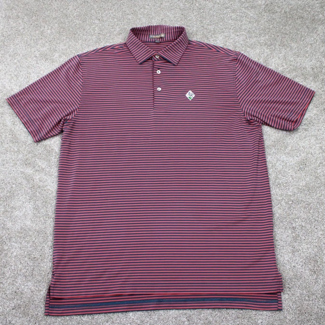 Peter Millar Peter Millar Summer Comfort Polo Shirt Men Large Pink/Blue Split Hem Stretch S/S Polo Shirt Mens Large Pink Blue Striped Golf Logo Polo Size US L / EU 52-54 / 3 - 2 Thumbnail