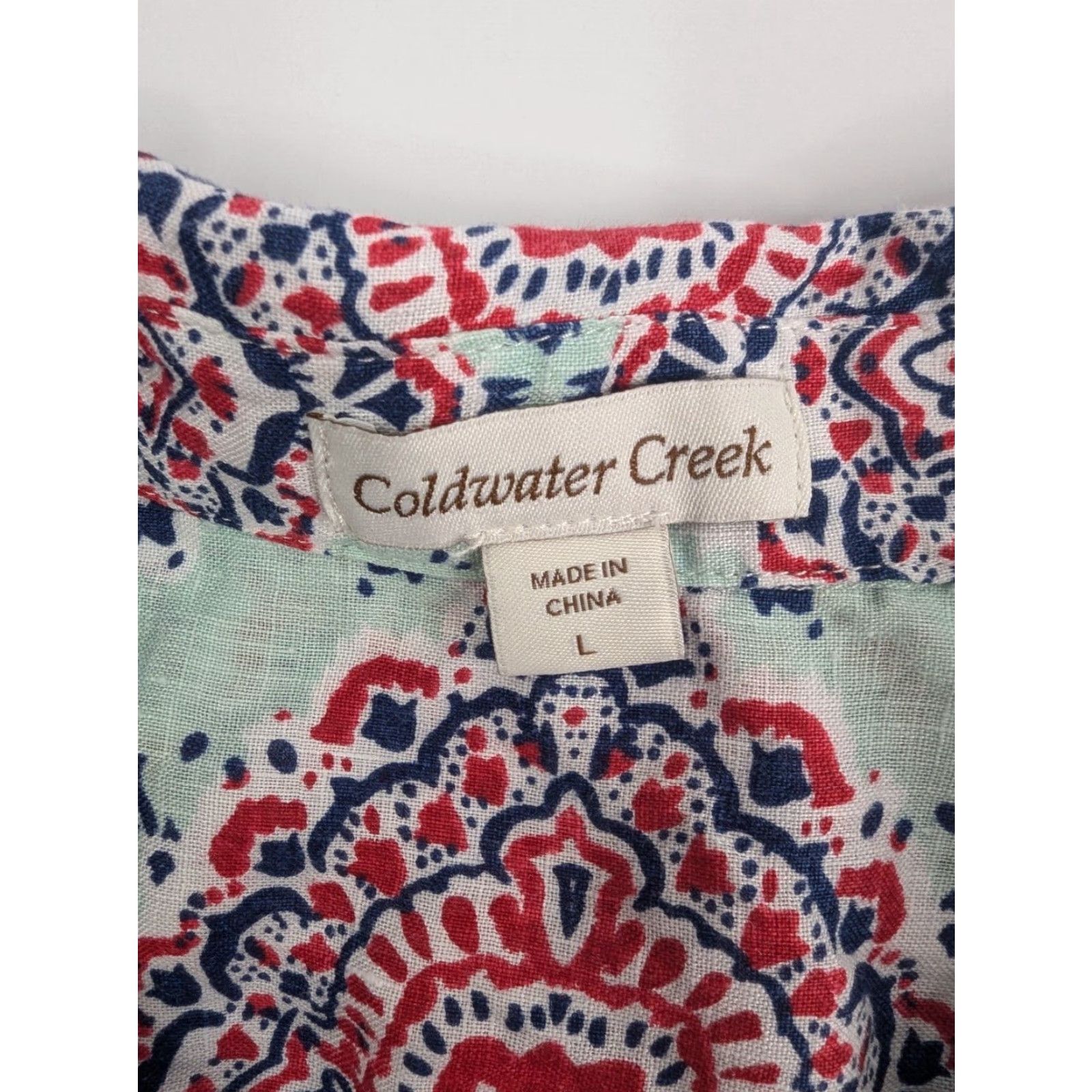 Coldwater Creek Coldwater Creek Blouse Women L Multicolor Linen Button Boho Artsy Floral Spring Summer Size L / US 10 / IT 46 - 6 Thumbnail