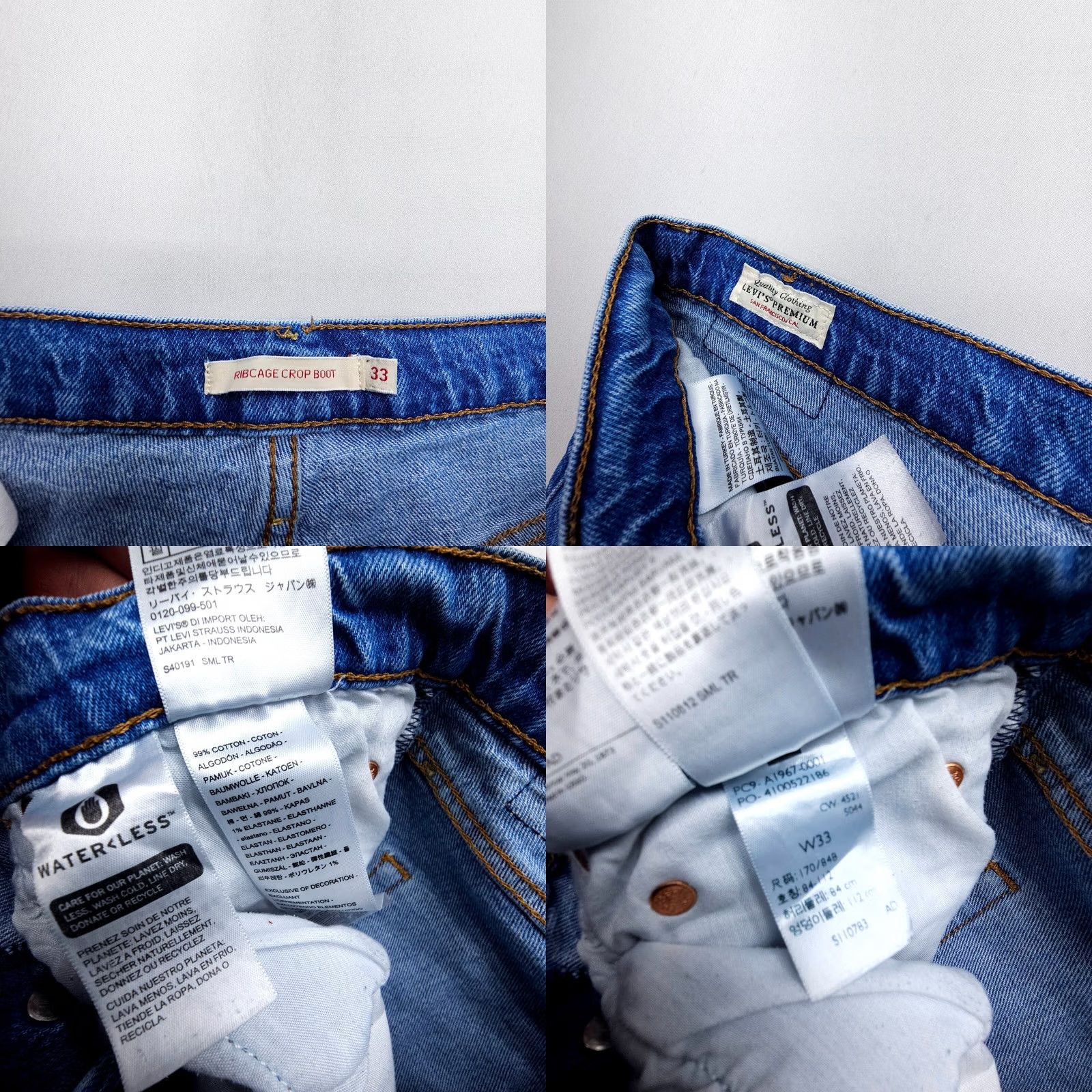 Levi's Levi's Premium Ribcage Crop Boot Jeans Womens 33 High Rise Button Fly Blue Denim Size 24" / US 00 / IT 34 - 8 Thumbnail