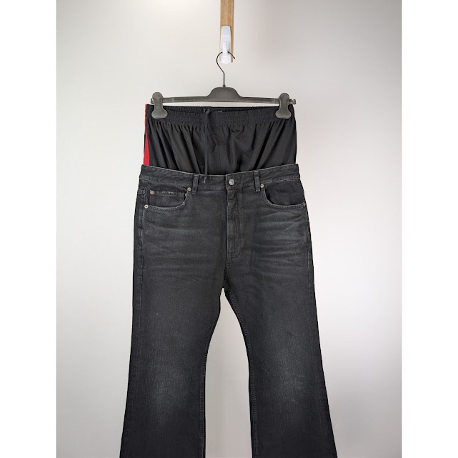 Balenciaga o1rshd1 Layered Kuroki Denim Jeans in Midnight Black Size US 34 / EU 50 - 10 Thumbnail