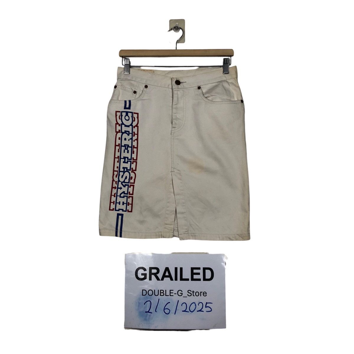 Hysteric Glamour Vintage Hysteric Glamour Kinky Jeans White Denim Logo Skirt Size 30" / US 8 / IT 44 - 1 Thumbnail