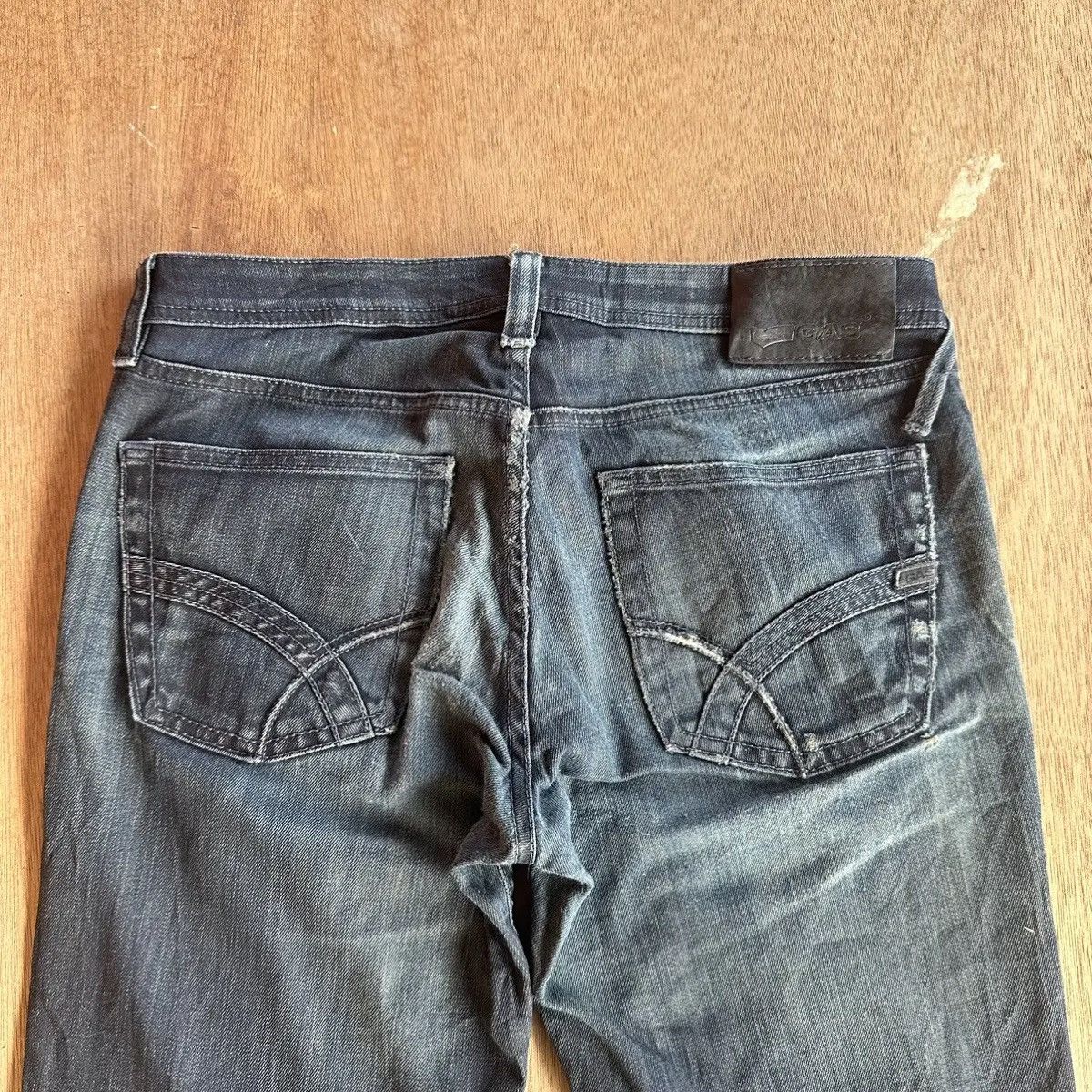 GAS GAS JEANS VINTAGE LABEL COW LEATHER DISTRESSED DENIM PANTS Size US 30 / EU 46 - 10 Thumbnail