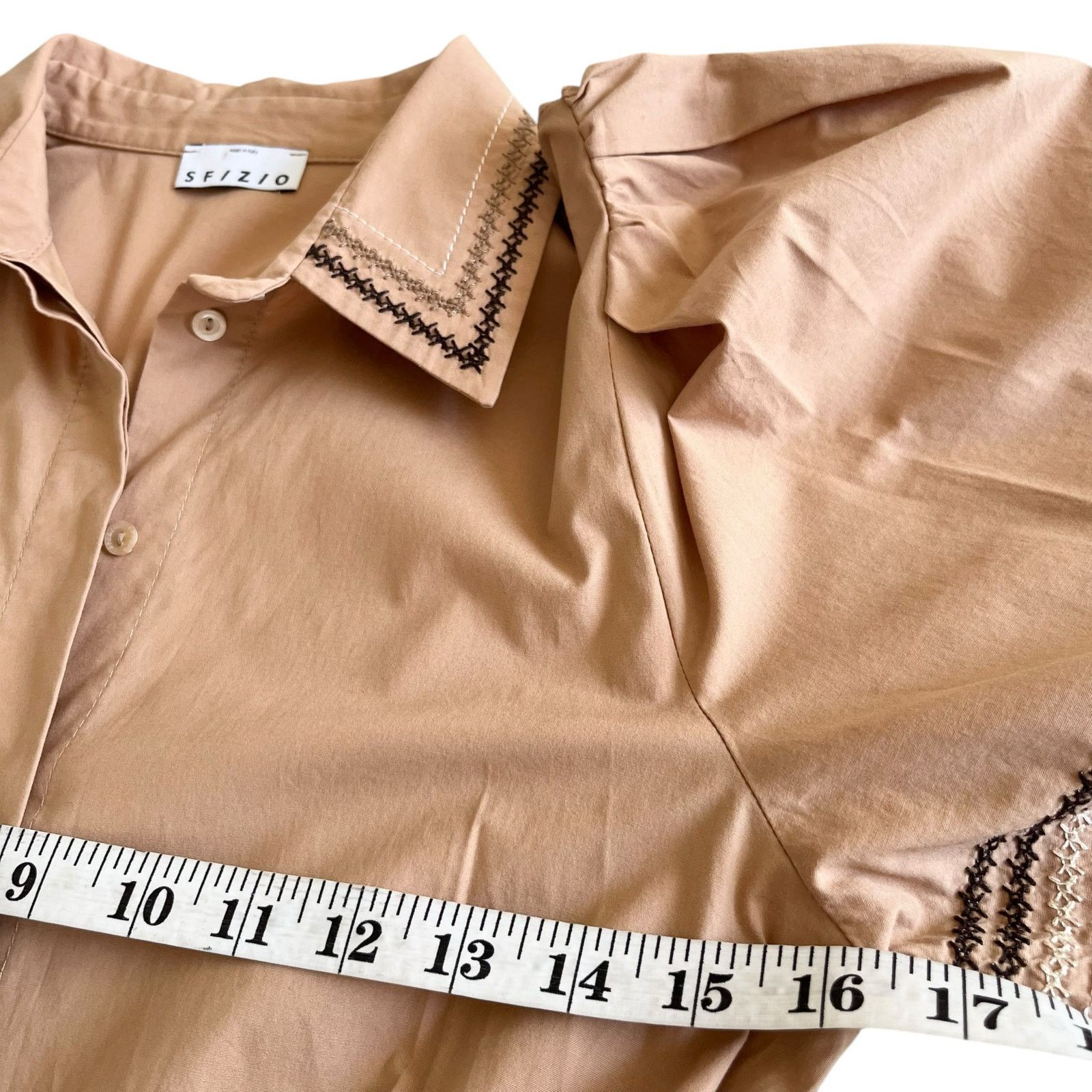 Other Sfizio Tan Embroidered Poplin A-Line Midi Dress Size S / US 4 / IT 40 - 7 Thumbnail