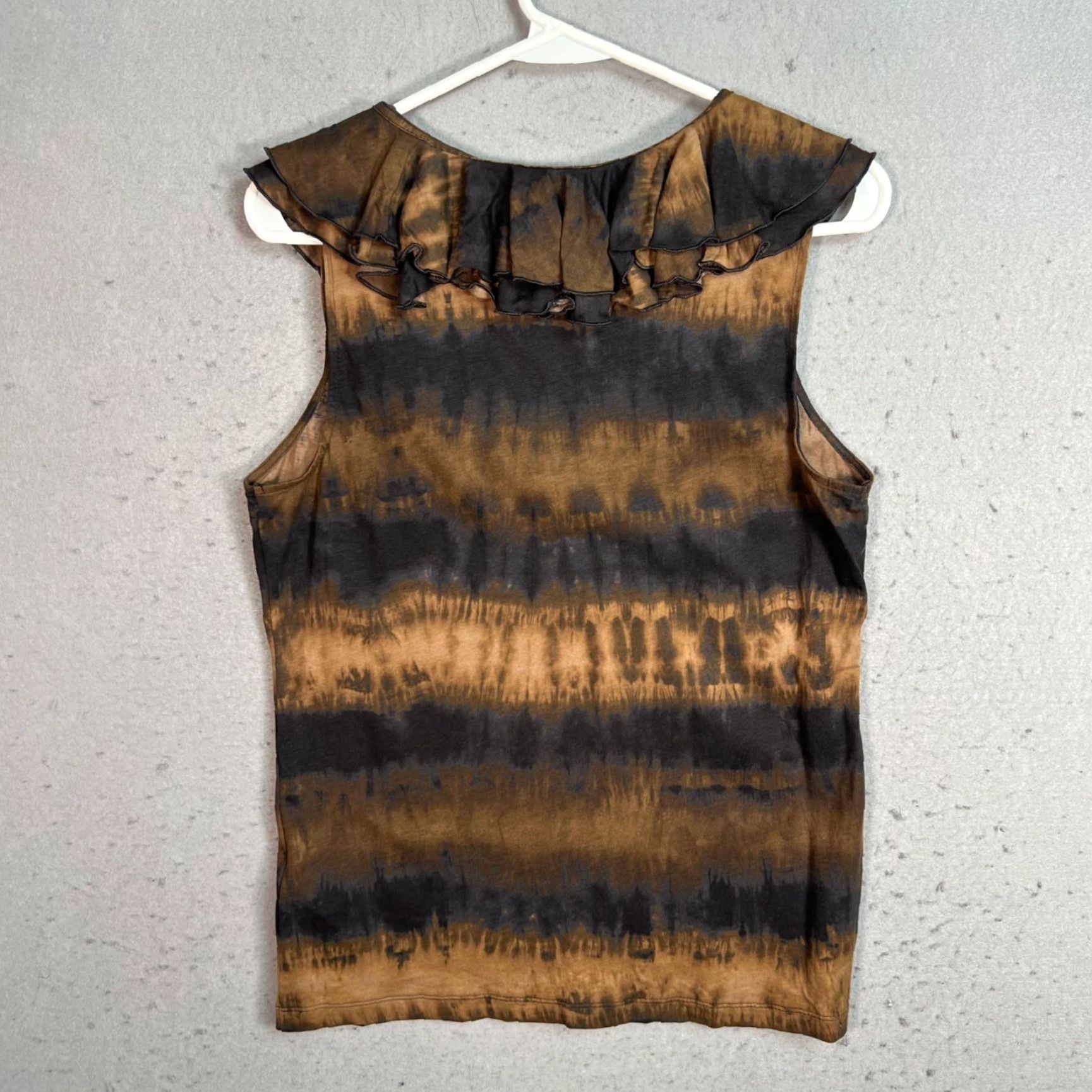 Ralph Lauren VINTAGE Lauren Ralph Lauren Blouse Sleeveless Top Tie-Dye V-Neck Brown Petite Large Women Size L / US 10 / IT 46 - 2 Thumbnail