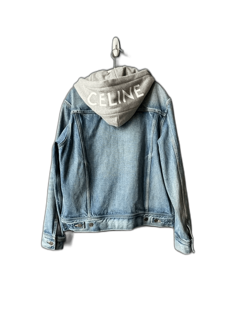 Celine Gray Hooded Denim Jacket with Logo Size US M / EU 48-50 / 2 - 1 Thumbnail