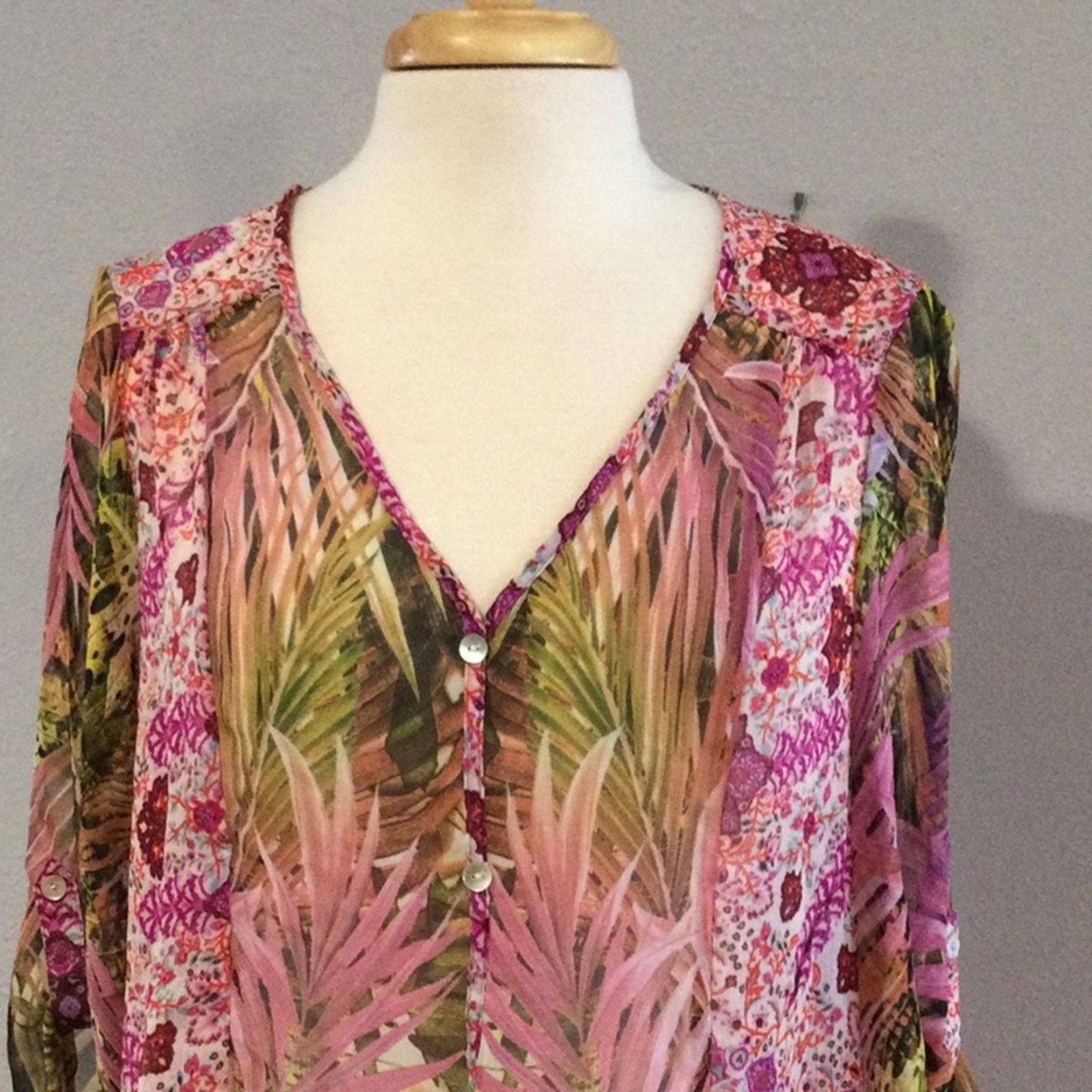 Other Figueroa & Flower Foliage/Floral Print Sheer Top Small Size S / US 4 / IT 40 - 2 Thumbnail