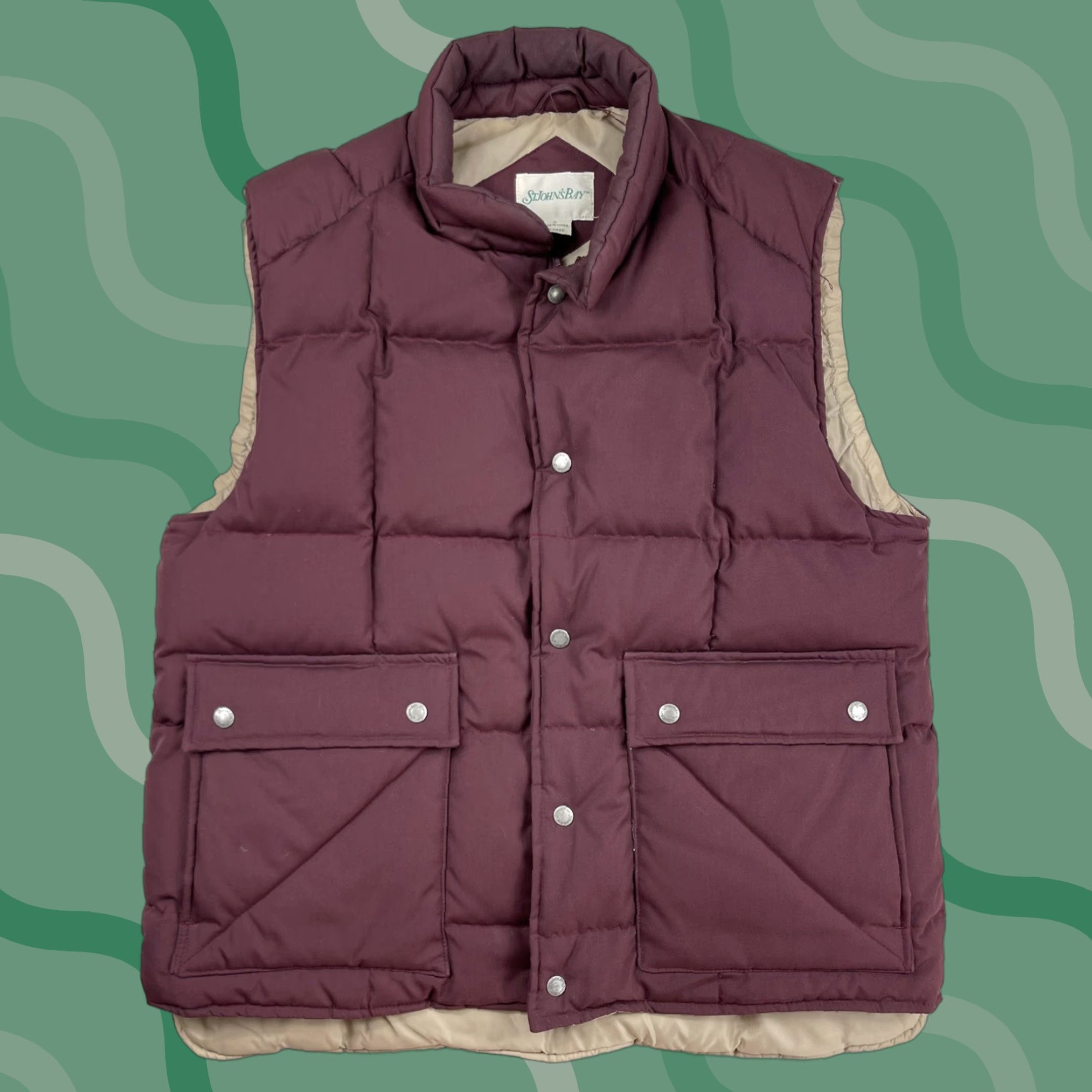 Vintage VINTAGE St Johns Bay XL Down Puffer Vest Mens Red Quilted