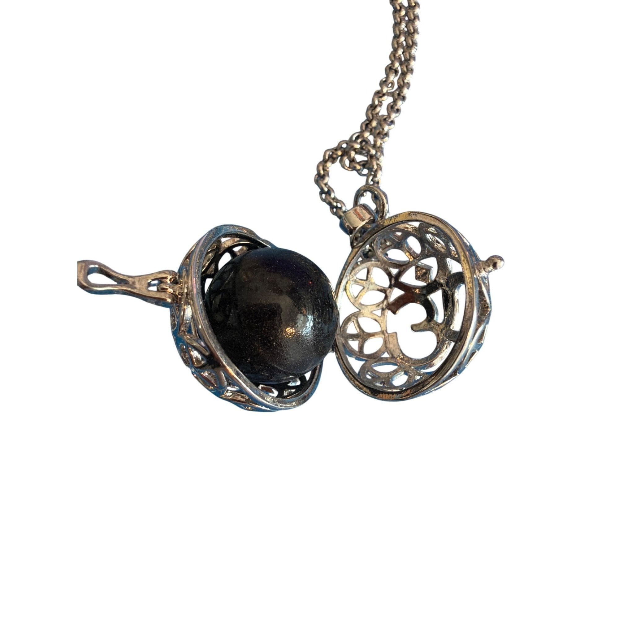 Other Silver Tone Om Pendant Bell Necklace Chimes Long Chain Cage Size ONE SIZE - 3 Thumbnail