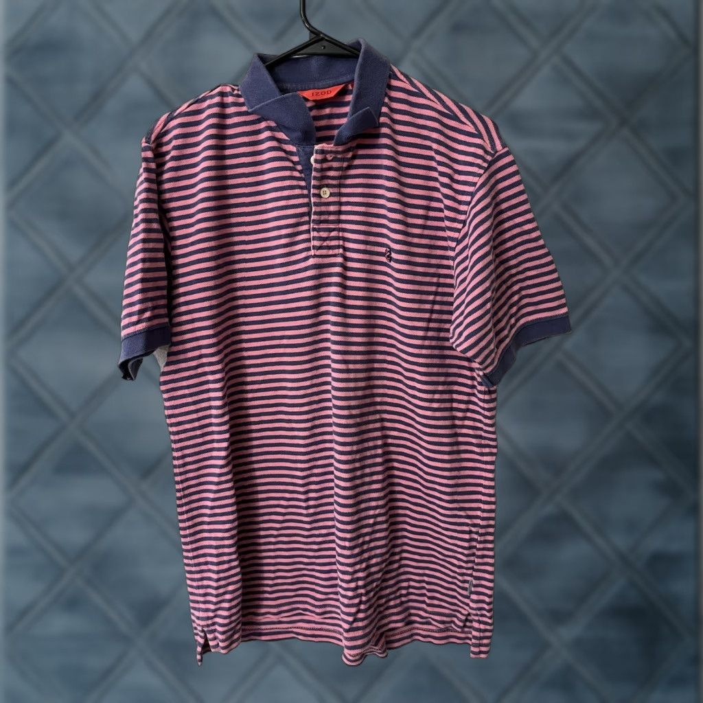 Izod IZOD Shirt Golf Polo Medium Pink Striped Wash Casual Mens Size US M / EU 48-50 / 2 - 1 Thumbnail