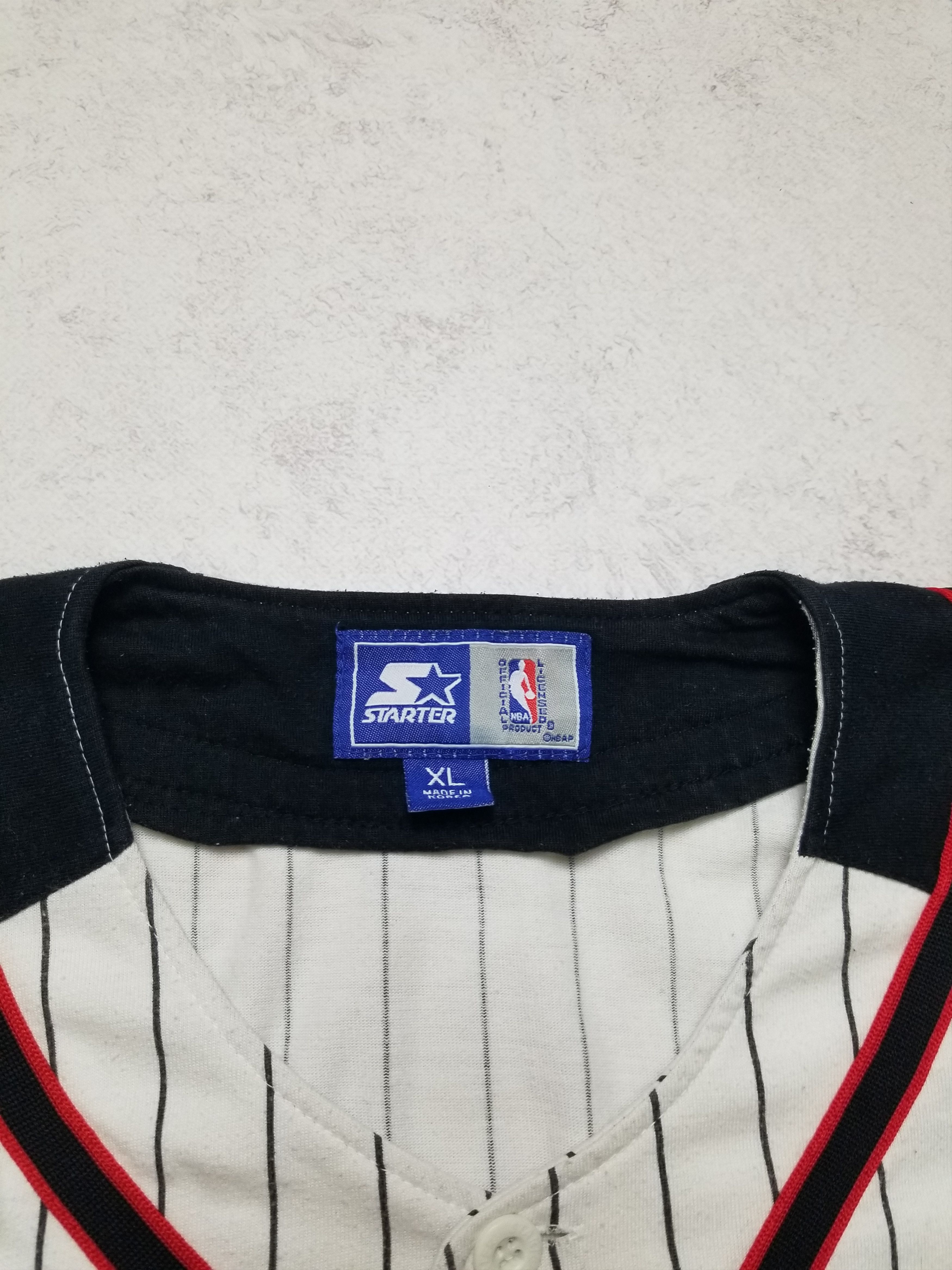 Starter VTG 90s NBA Chicago Bulls Pin Stripe Embroidered Jersey Size US XL / EU 56 / 4 - 8 Thumbnail