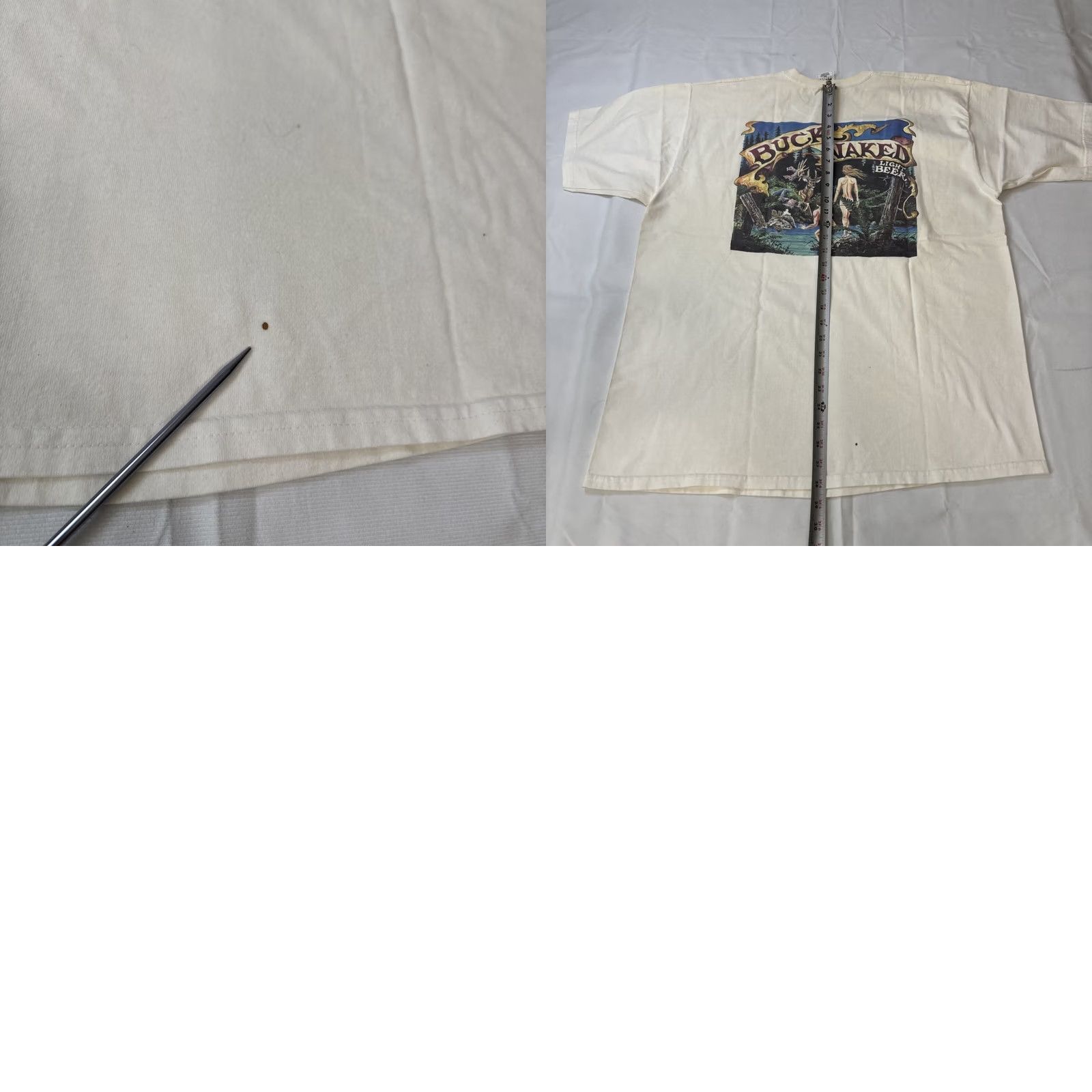 Fruit Of The Loom VINTAGE Fruit Of The Loom Beer T-Shirt XL Men White 80s 90s Adam Eve Buck Naked Light Beer Size US XL / EU 56 / 4 - 8 Thumbnail