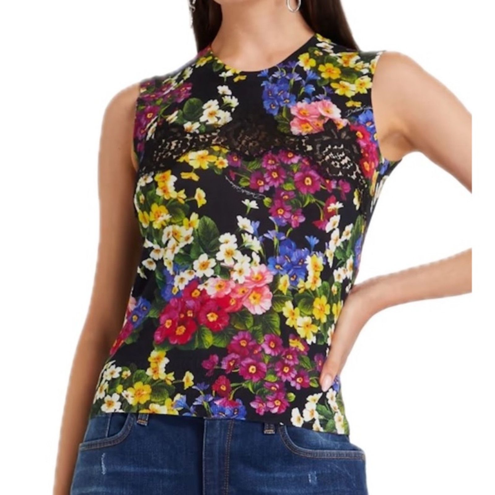 Dolce & Gabbana Dolce & Gabbana Floral cashmere lace sleeveless top Multi 42 Size M / US 6-8 / IT 42-44 - 1 Thumbnail