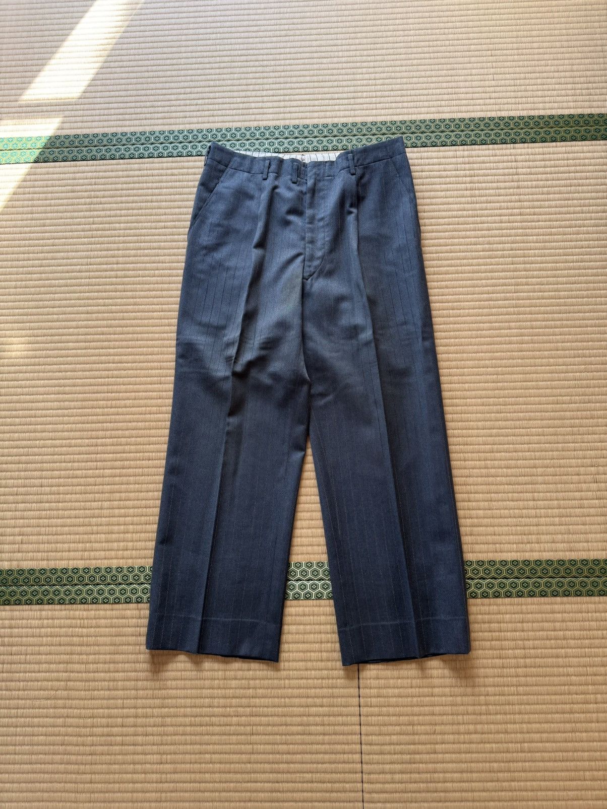 Other Autumn〜Spring Vintage Blue Gray Pinstripe 3 Piece Wool Suit Size 42R - 9 Thumbnail