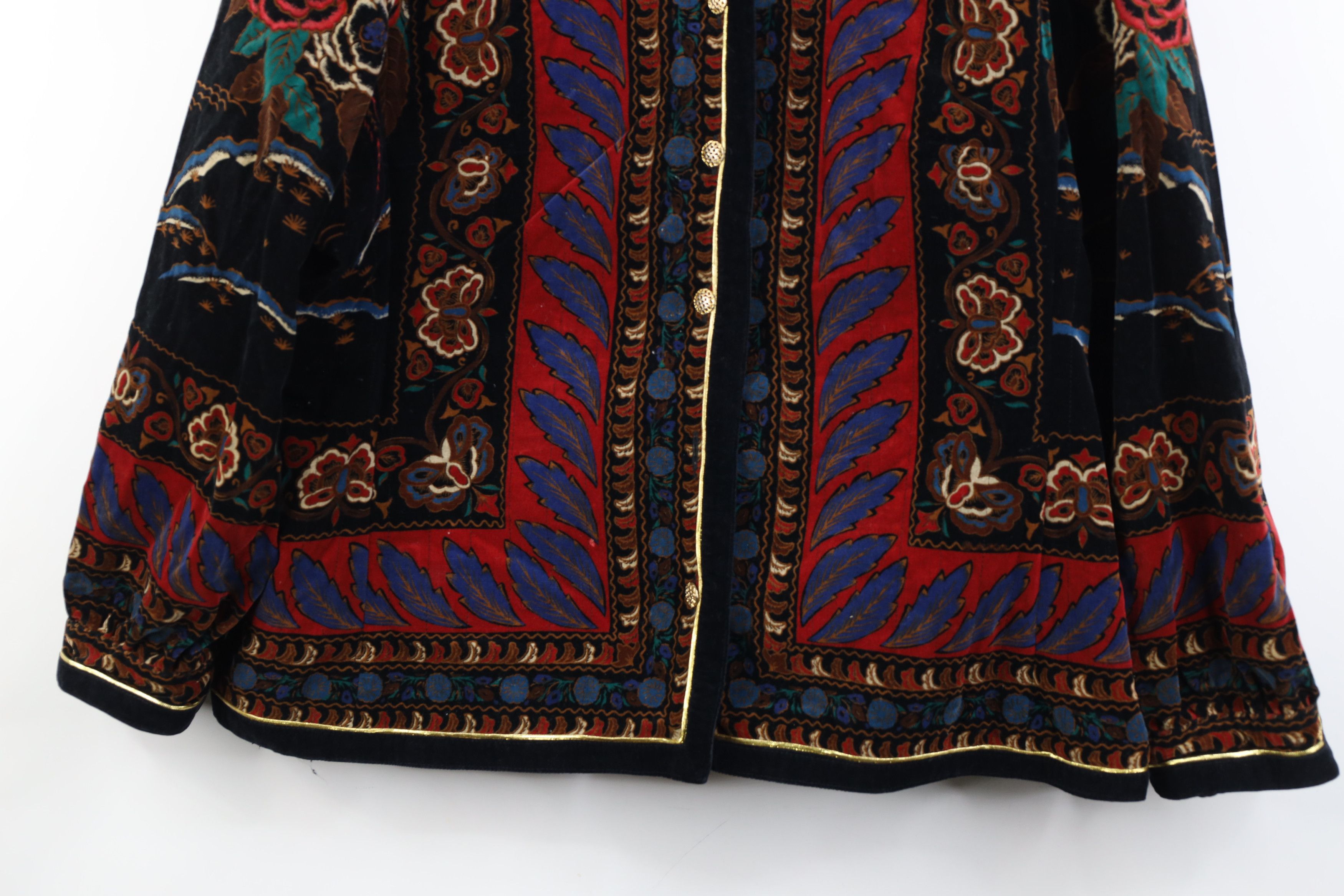 Vintage 70s Streetwear Velour Paisley Flower Blazer Jacket