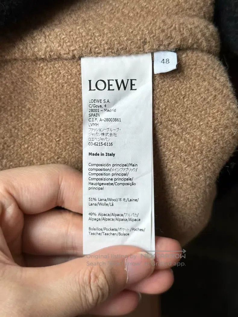 Loewe Loewe Black leather label wool coat Size US M / EU 48-50 / 2 - 4 Thumbnail