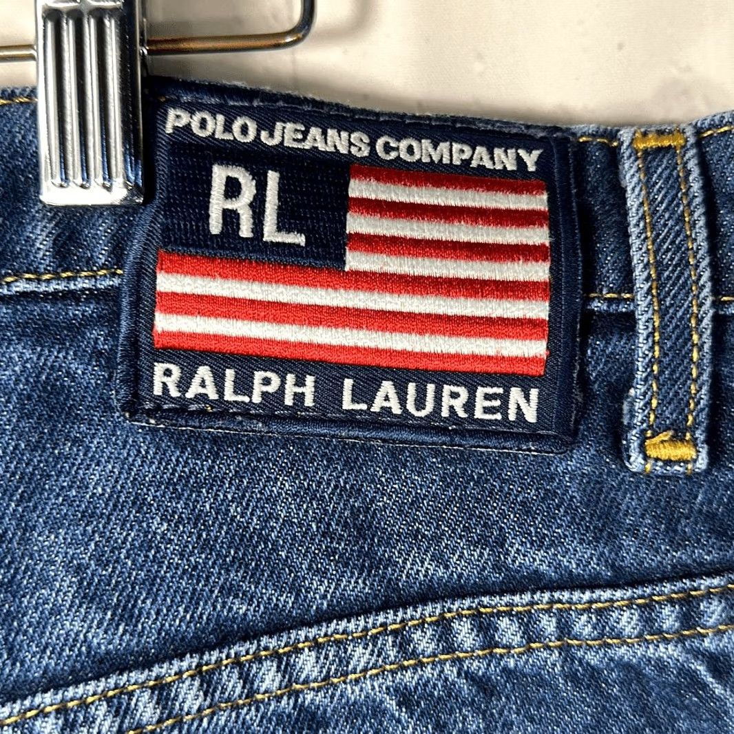 Vintage VINTAGE Polo Jeans Co Banner Short Mens 38 Blue Baggy Hip Hop Skater 12" Inseam Mens Blue Size US M / EU 48-50 / 2 - 2 Thumbnail