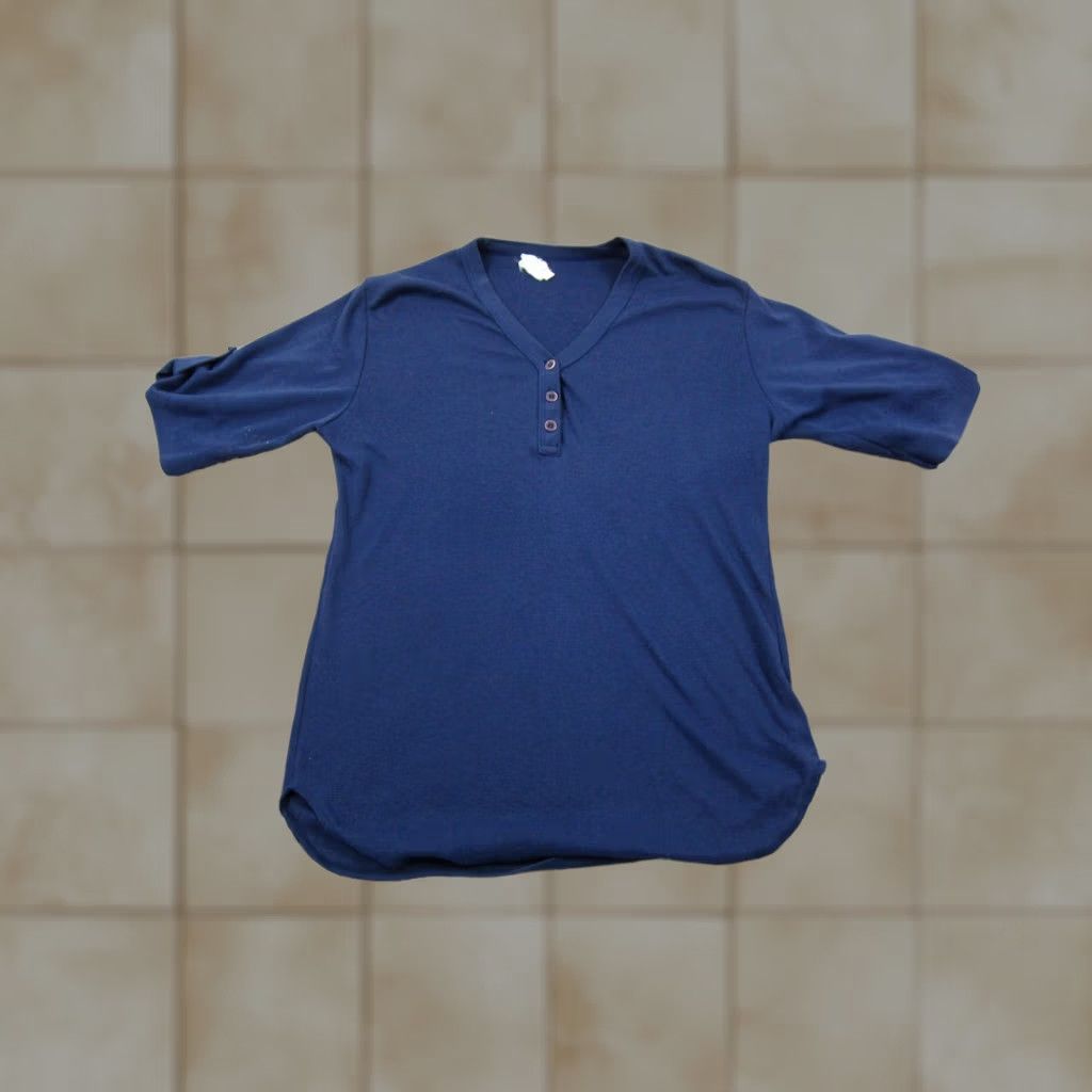 Vintage Astorone Shirt Womens M Blue T-Shirt V-Neck Roll Tab Sleeve Vintage 3/4 Sleeve Casual Basic Classic Preppy Size M / US 6-8 / IT 42-44 - 1 Thumbnail