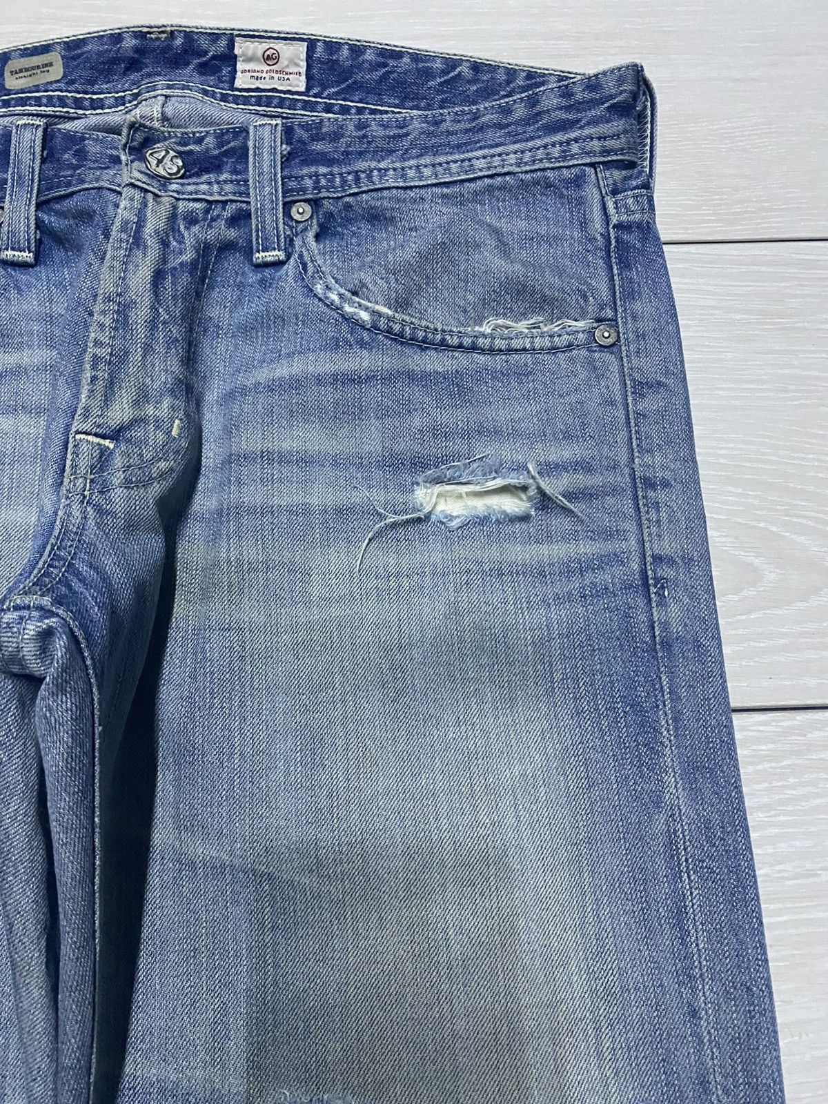 AG Adriano Goldschmied Vtg Ag Adriano Goldschmied Straight Leg DistressedJeans Size US 32 / EU 48 - 10 Thumbnail