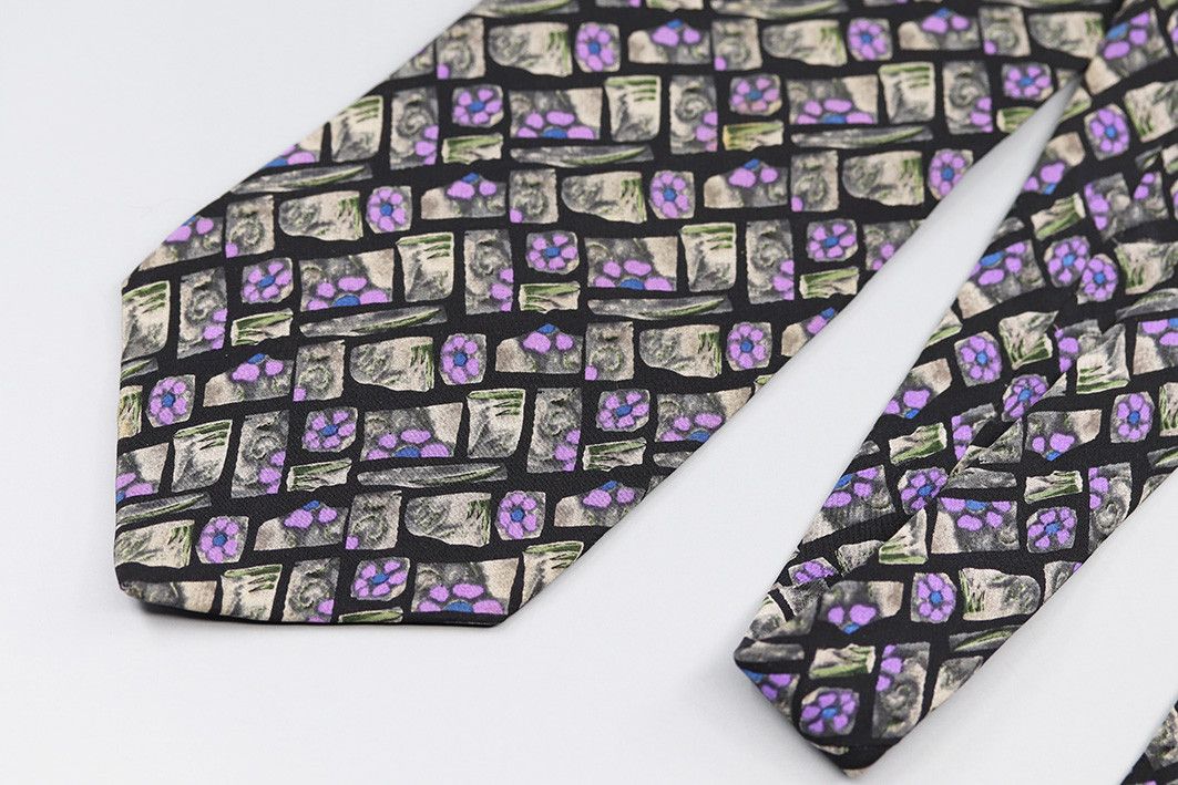Other J. Garcia Snail Garden Silk Tie – Purple and Stone Print Size ONE SIZE - 9 Thumbnail