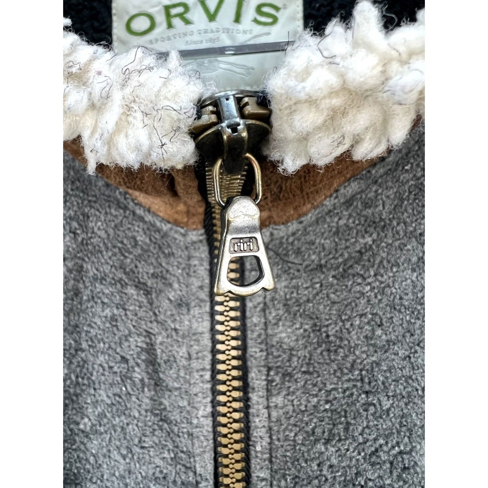 Orvis Orvis Jacket Mens 2XL Fleece Full Zip Gray Brown Outdoor Winter Fall Spring Casual Regular Fit Size US XXL / EU 58 / 5 - 4 Thumbnail